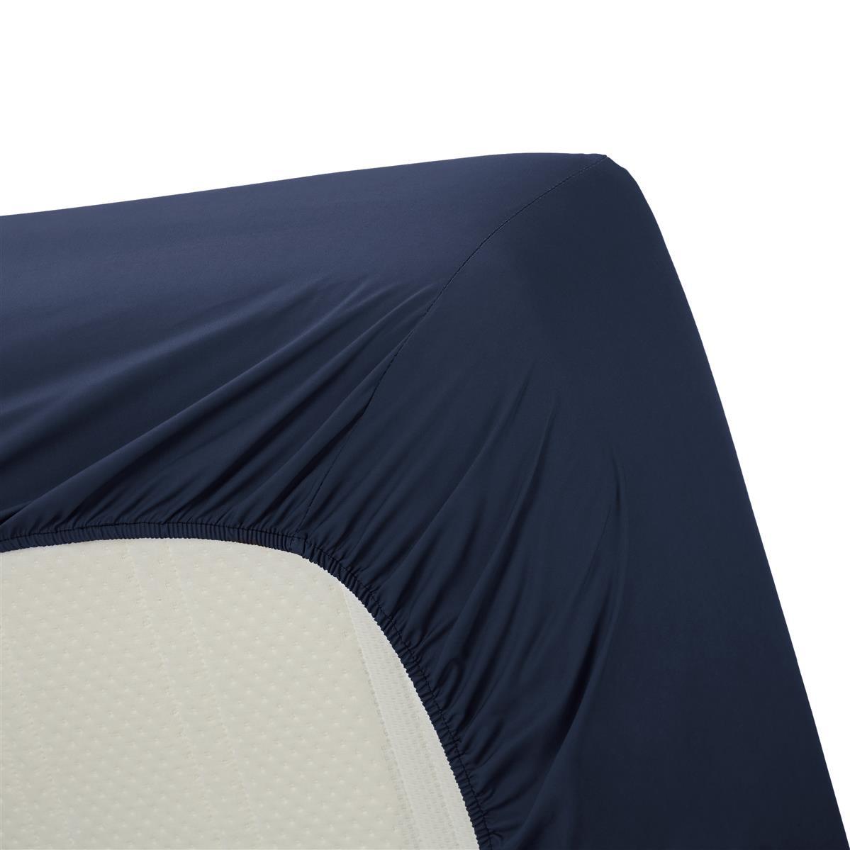 Ambiante Katoen - Hoeslaken - 140x220 - Donker Blauw