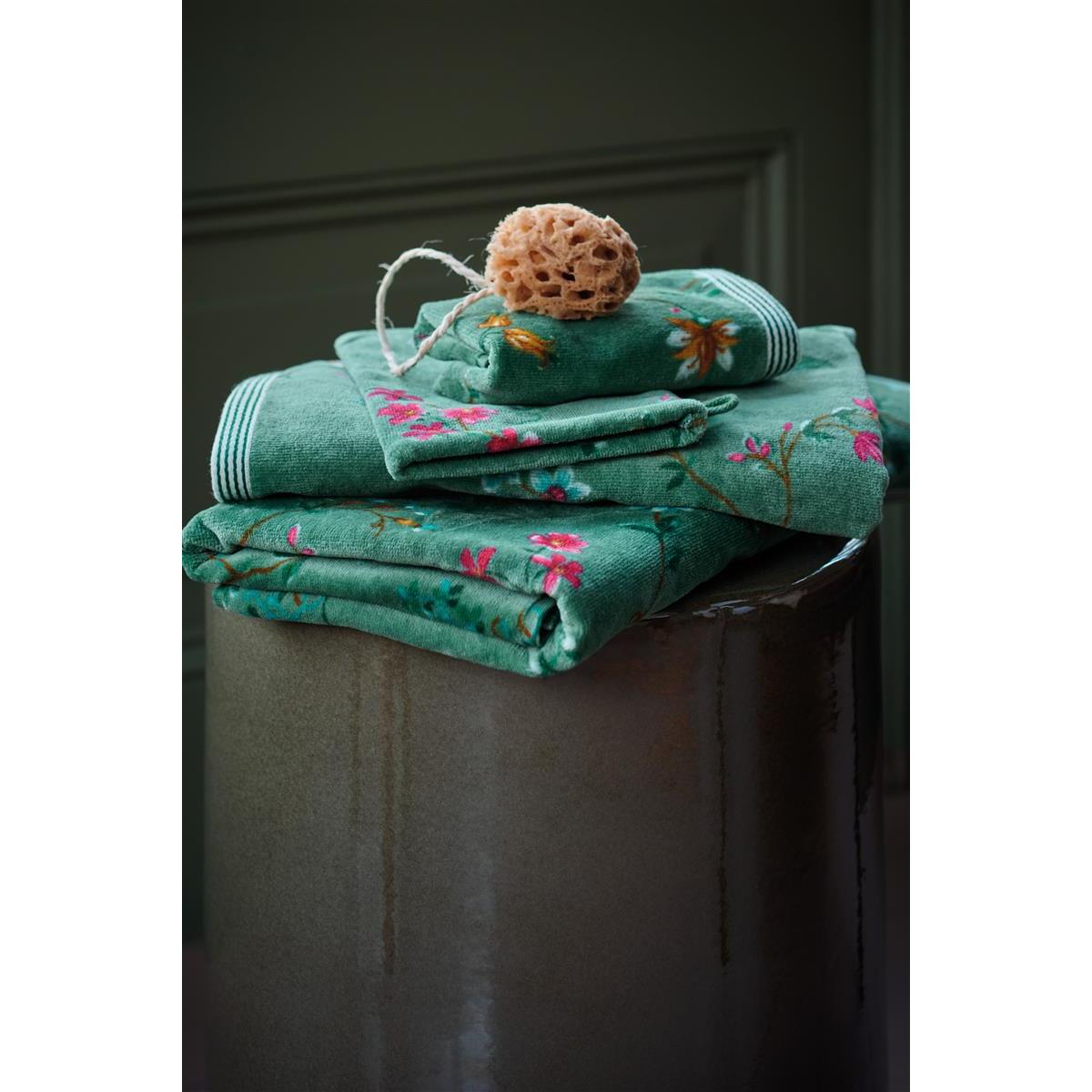Pip Studio Les Fleurs - Douchehanddoek - Groen - 55x100 cm