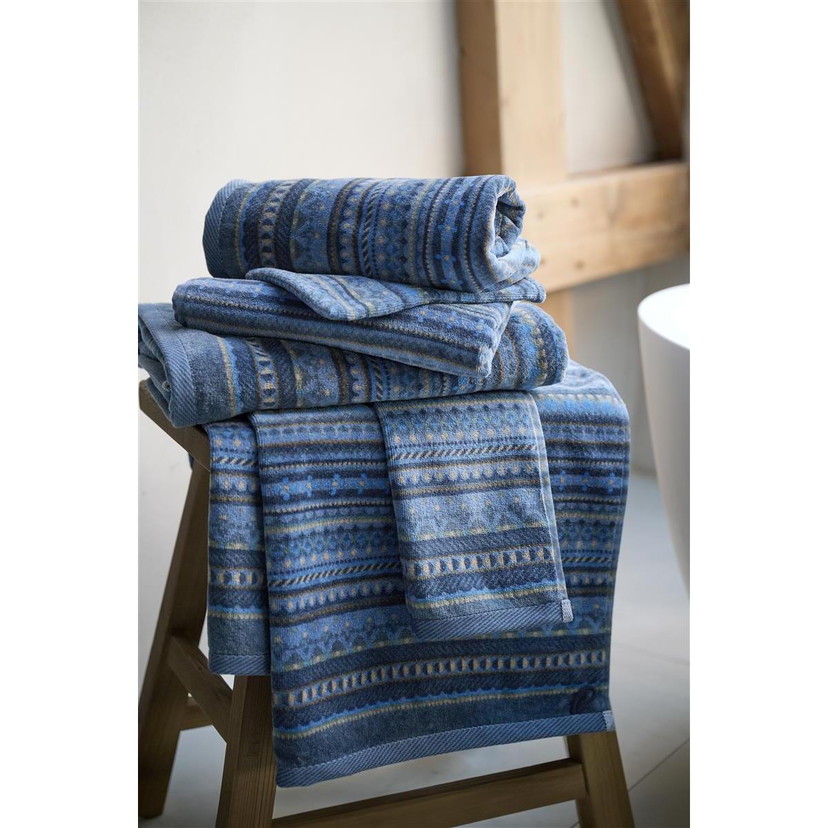 Pip Studio Geometric Print - Douchehanddoek - Donker Blauw - 55x100 cm