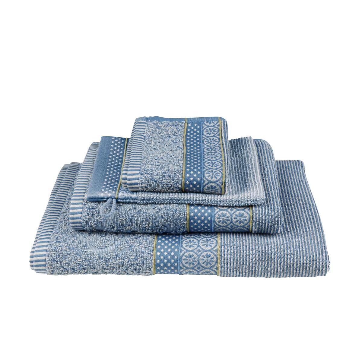 Pip Studio Soft Zellige - Douchehanddoek - Blauw Grijs - 55x100 cm