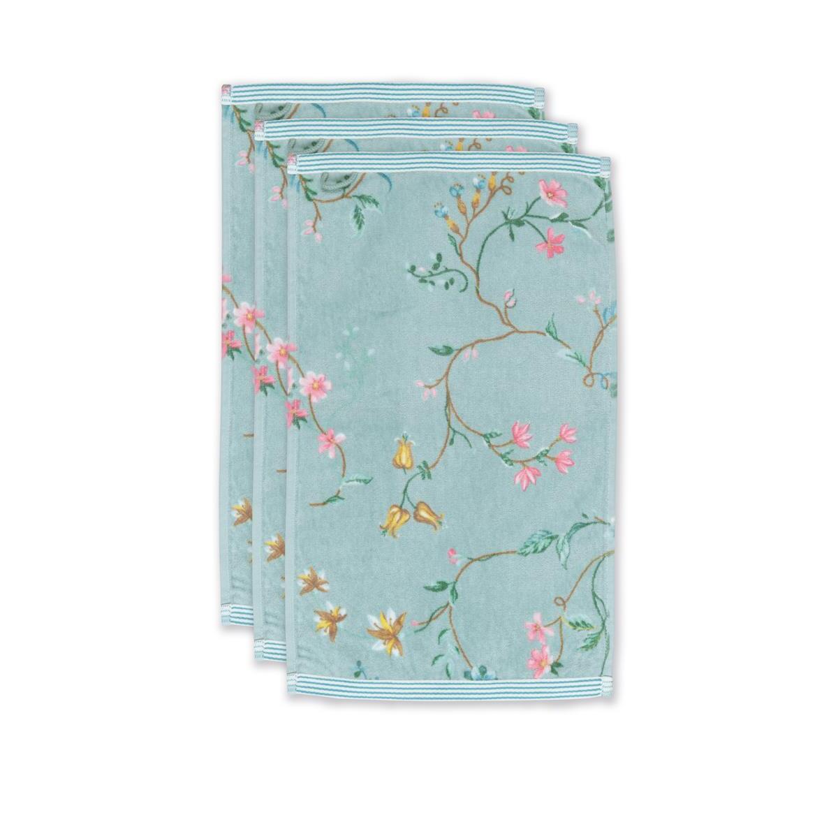 Pip Studio Les Fleurs Gastendoek - set van 3 - 30x50 cm - Blauw