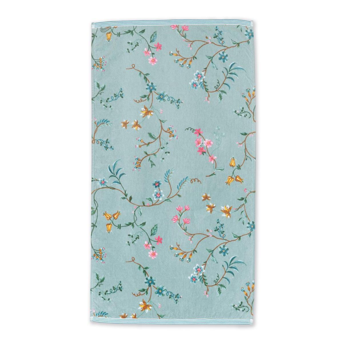 Pip Studio Les Fleurs - Douchehanddoek - Blauw - 55x100 cm