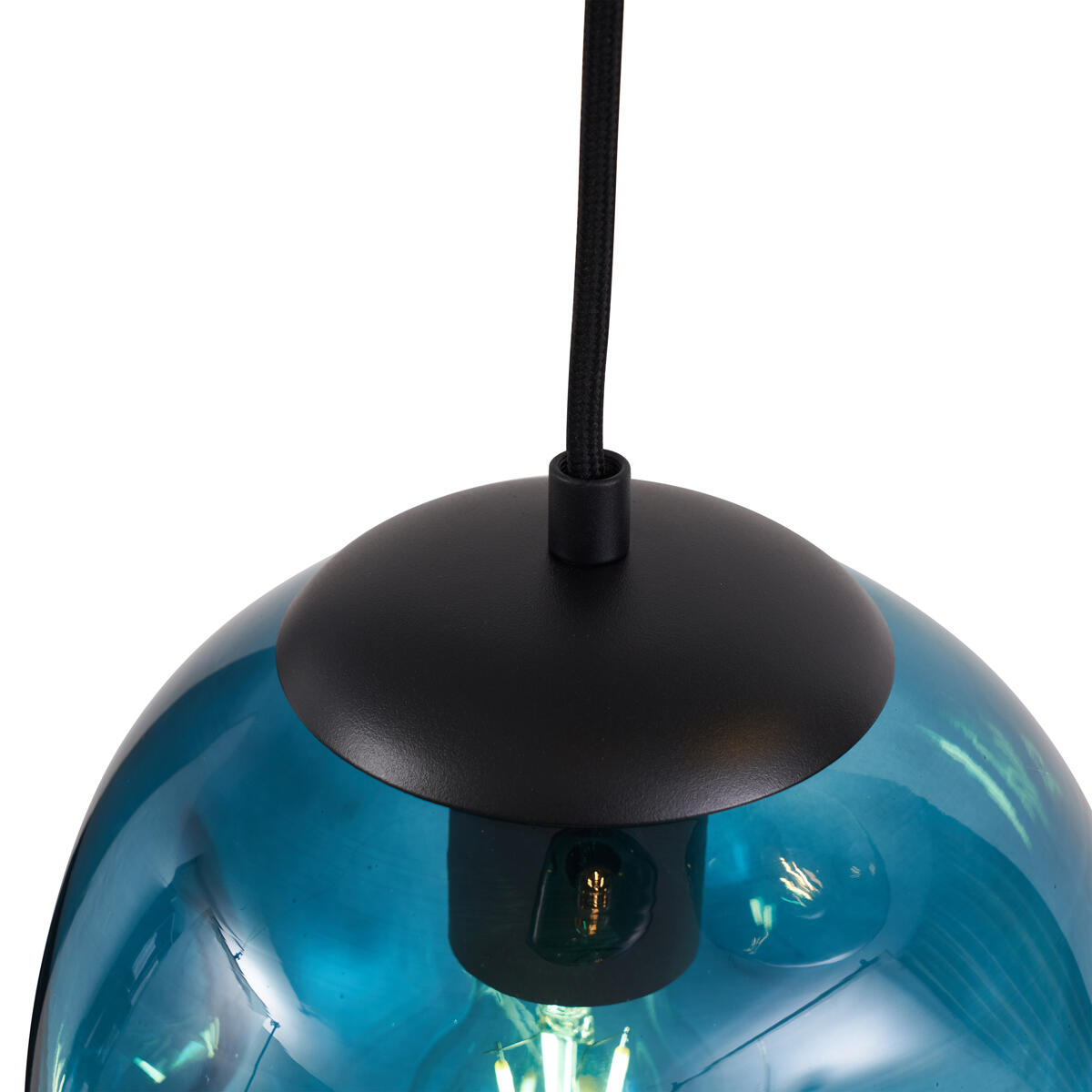QAZQA Art deco hanglamp zwart met blauw en groen glas 3-lichts -
