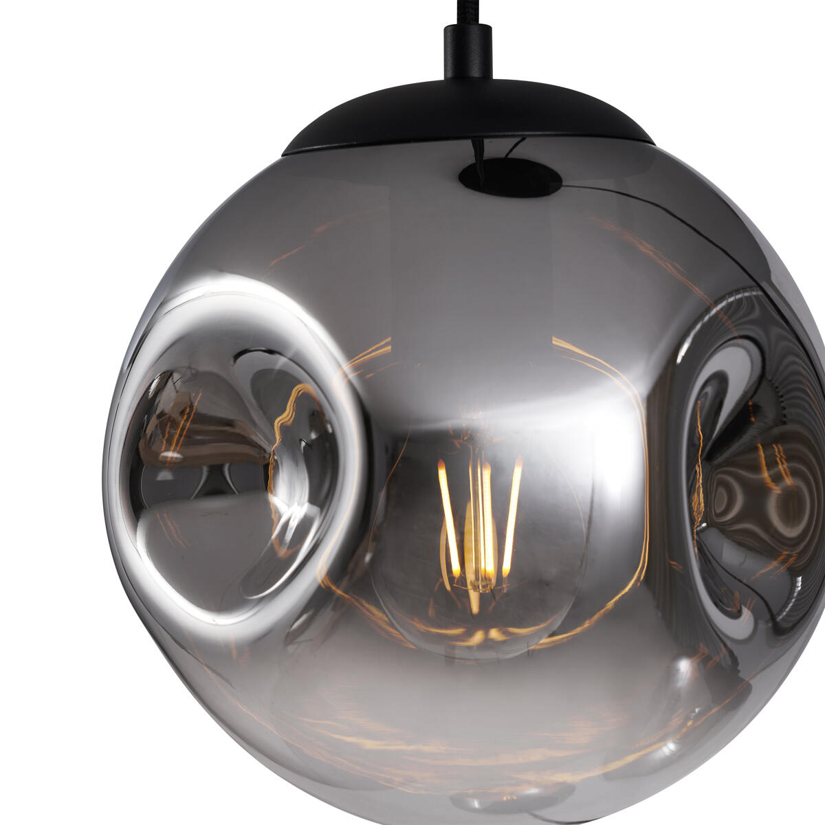 QAZQA Art deco hanglamp zwart met smoke glas 3-lichts - Douglass