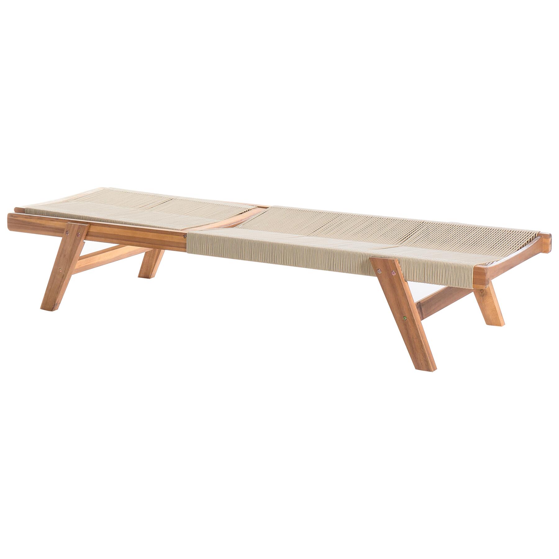 Beliani - PROSSEDI - Ligstoel - Beige - Acaciahout