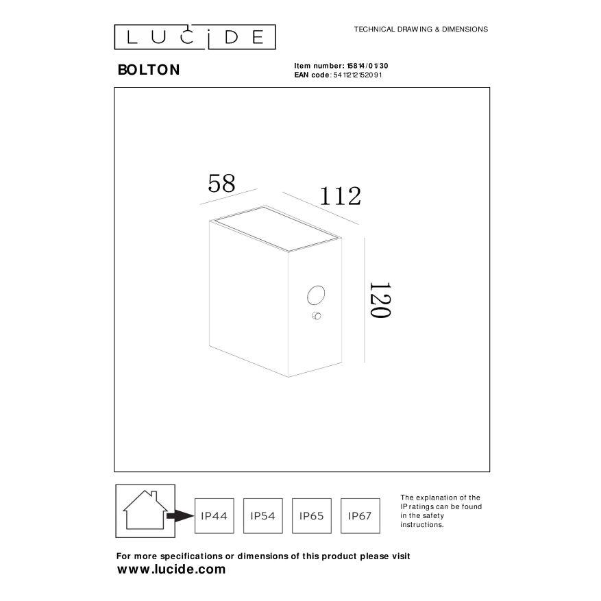 Lucide BOLTON Wandlamp - Zwart