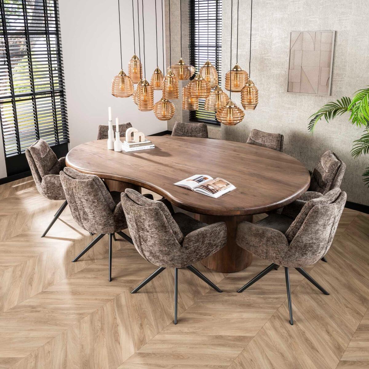 Giga Meubel - Eettafel - 240cm - Acaciahout - Bruin - Sculpture