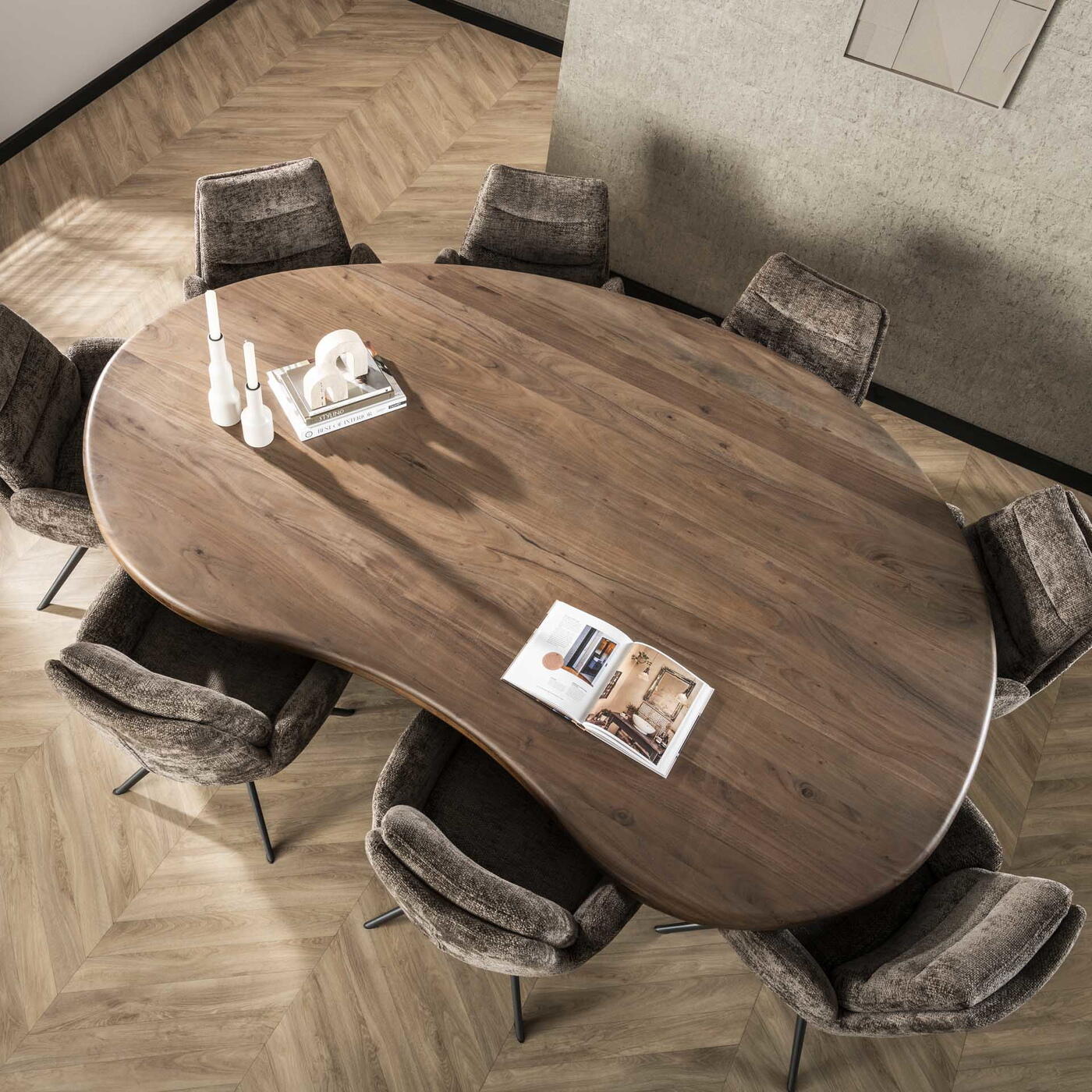 Giga Meubel - Eettafel - 240cm - Acaciahout - Bruin - Sculpture