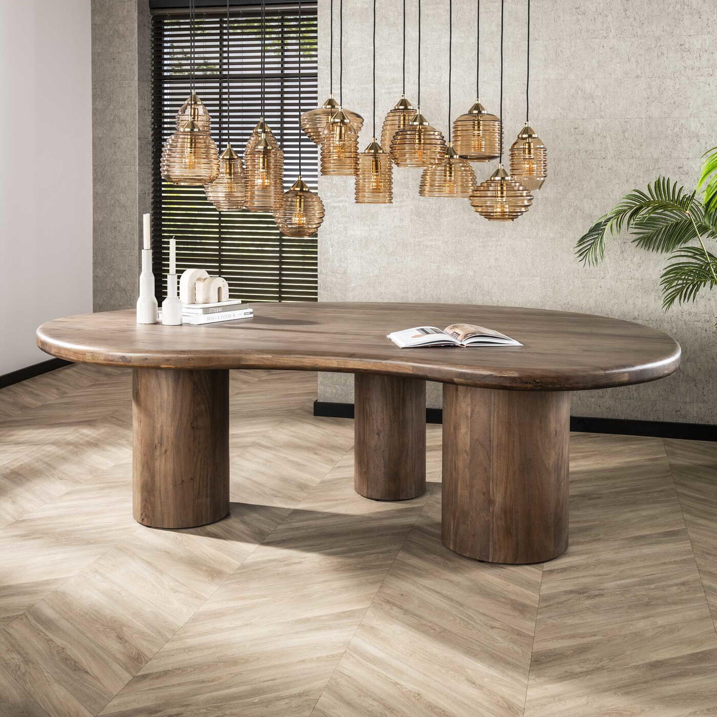Giga Meubel - Eettafel - 240cm - Acaciahout - Bruin - Sculpture