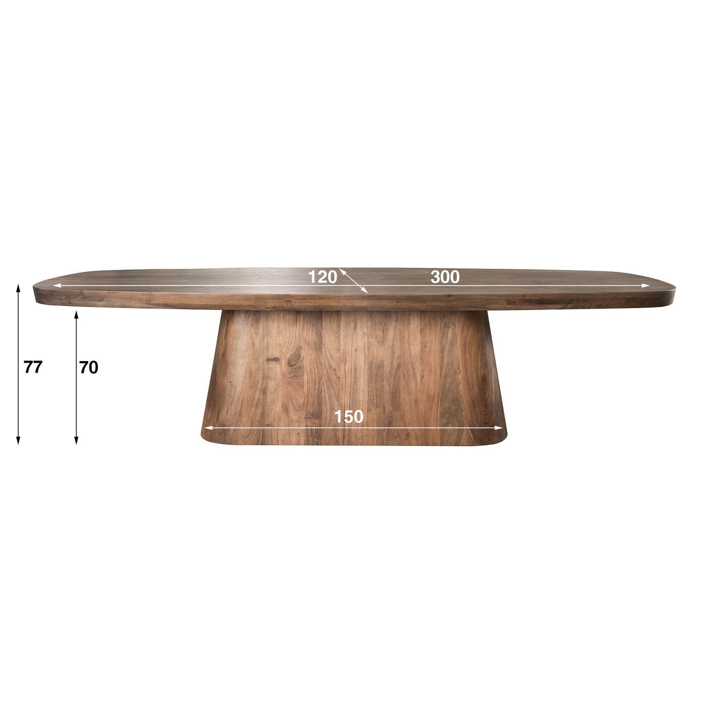 Giga Meubel - Eettafel - Deens Ovaal - 300cm - Acaciahout - Arcadia