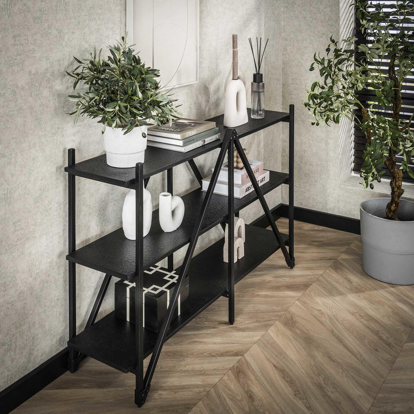 Giga Meubel - Wandrek - Metaal - 130x85cm - Zwart - Piega