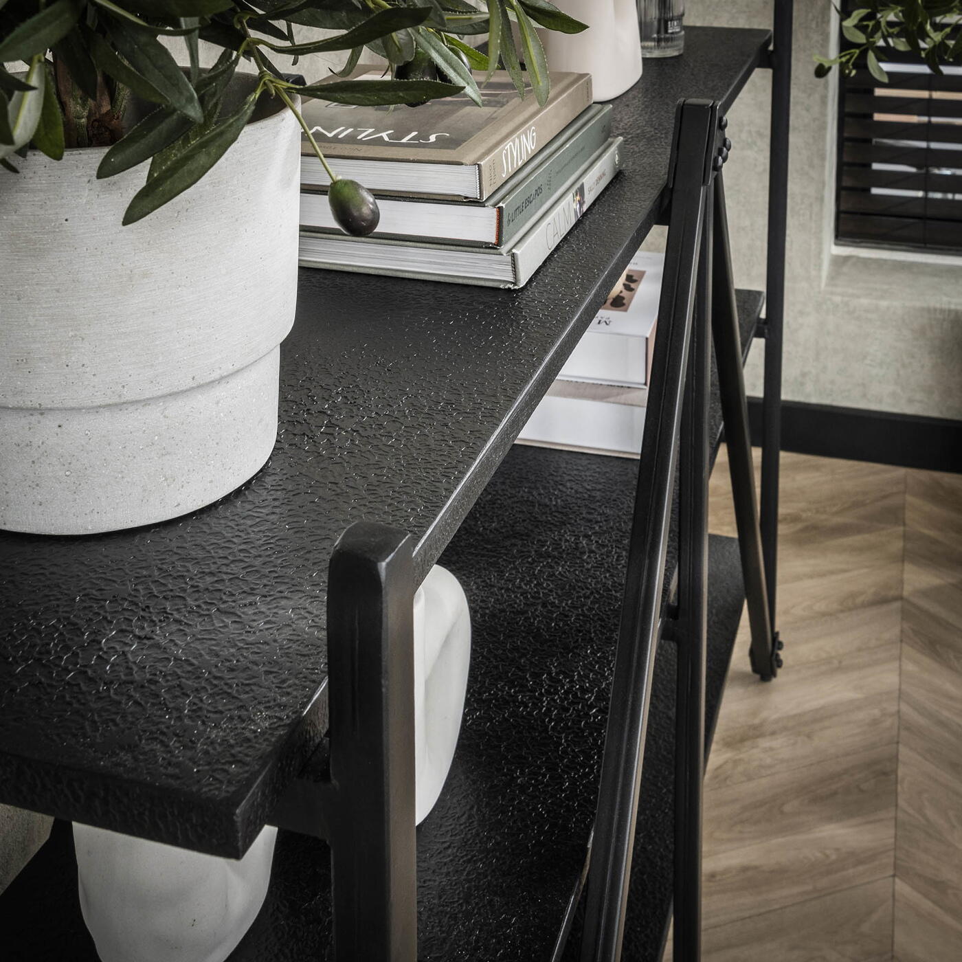 Giga Meubel - Wandrek - Metaal - 130x85cm - Zwart - Piega