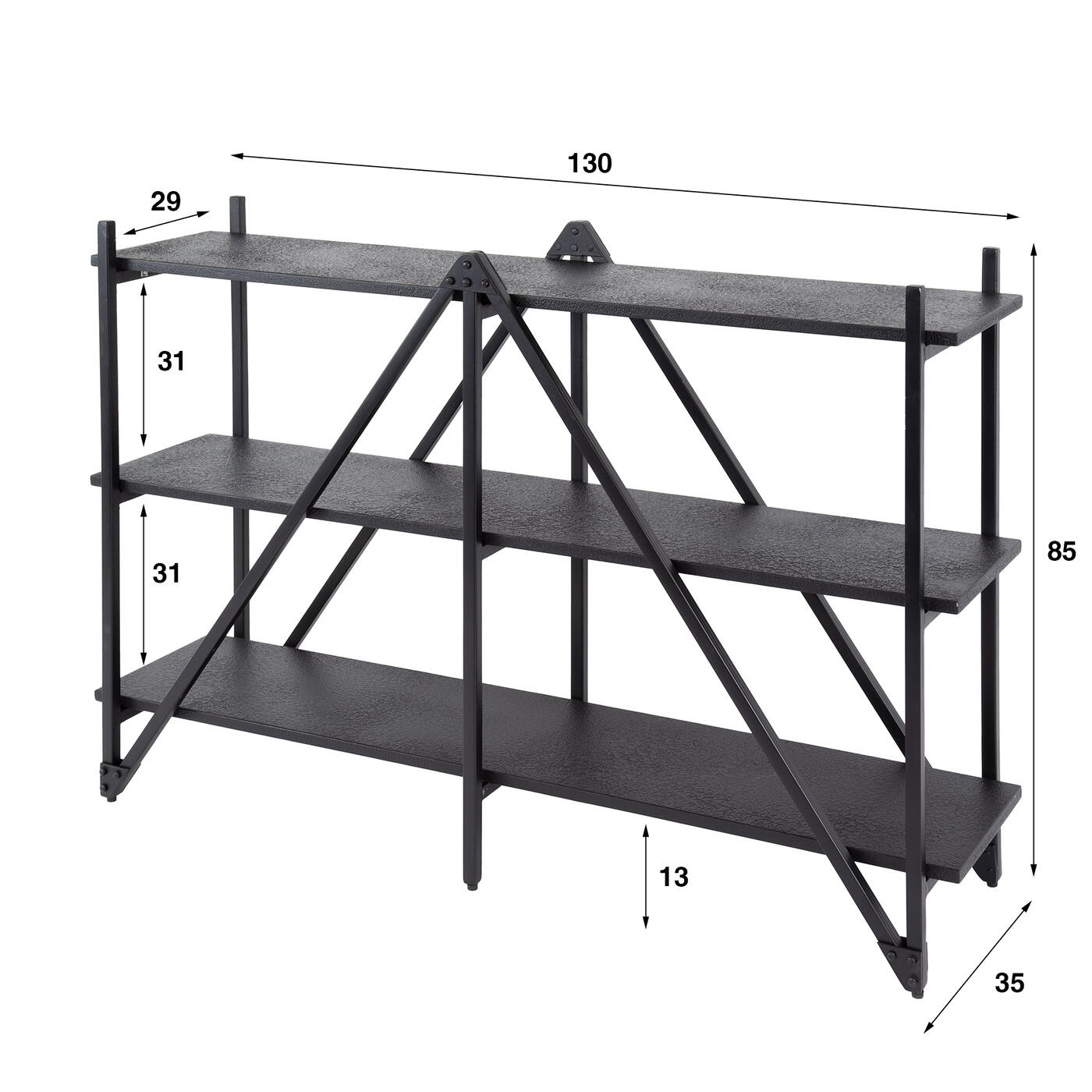 Giga Meubel - Wandrek - Metaal - 130x85cm - Zwart - Piega