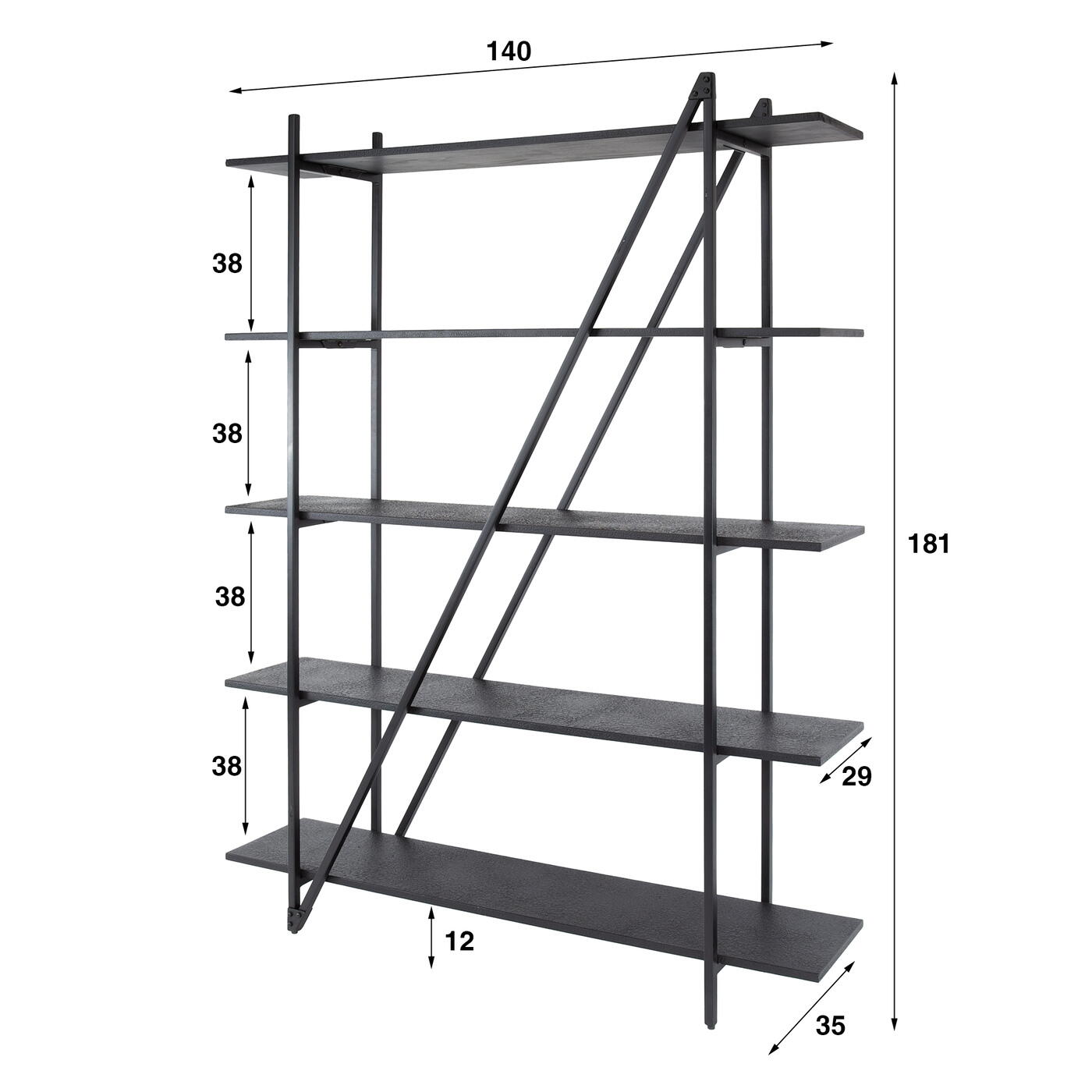 Giga Meubel - Wandrek - Metaal - 140x180cm - Zwart - Piega