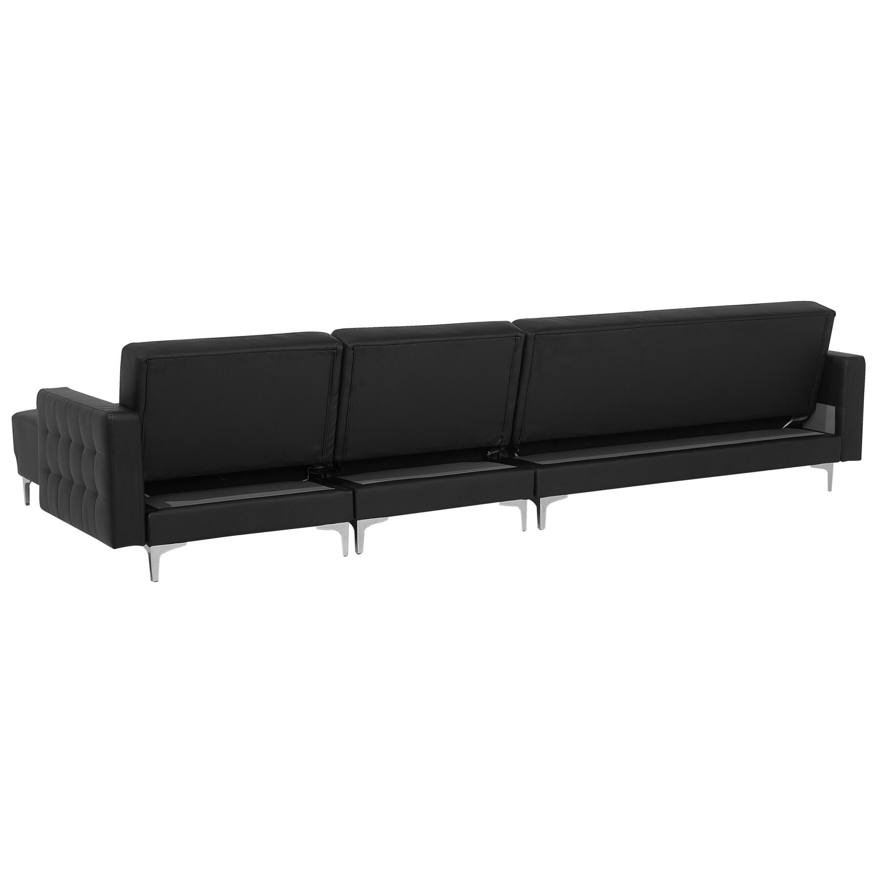 Beliani-ABERDEEN-Hoekslaapbank-Zwart-Linkerzijde-347 cm-Kunstleer