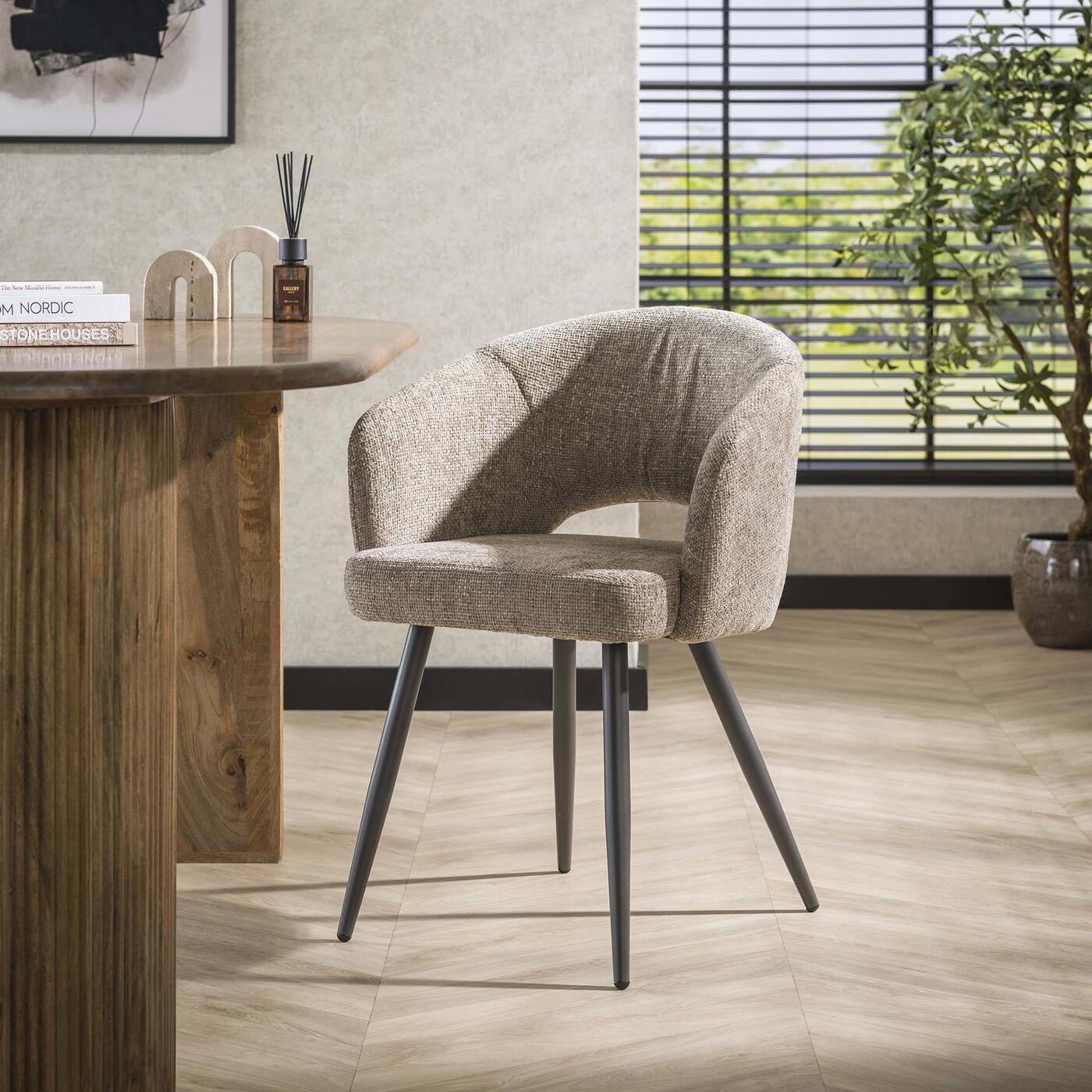 Giga Meubel - Eetkamerstoel Zand - 58x56x81cm - Salon Tissee
