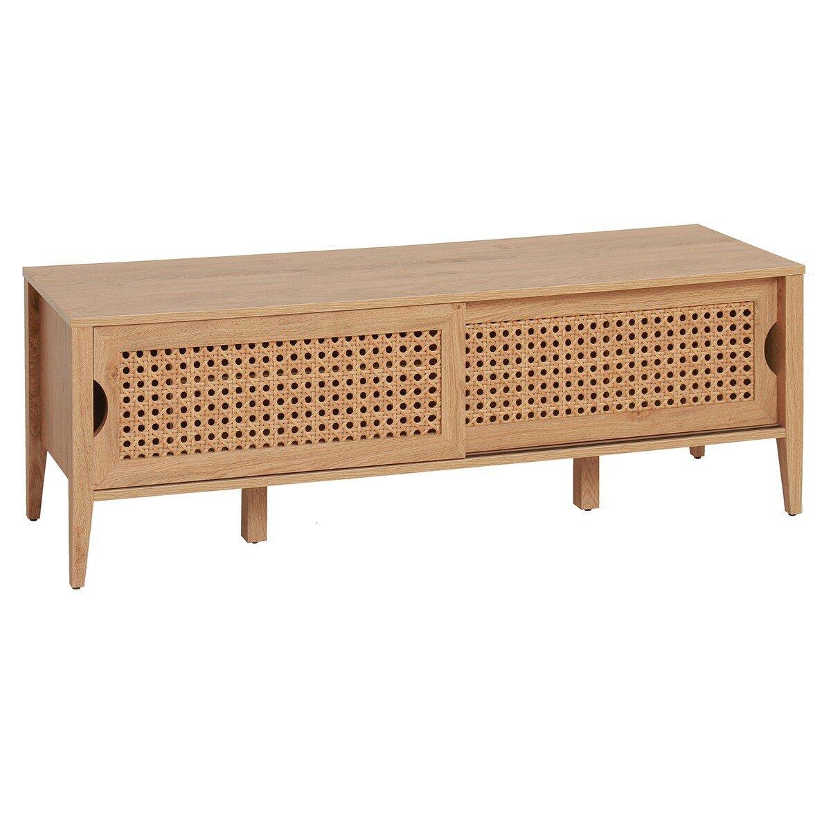 Calicosy - TV-meubel met 2 Schuifdeuren - Rotan decor - B138 cm
