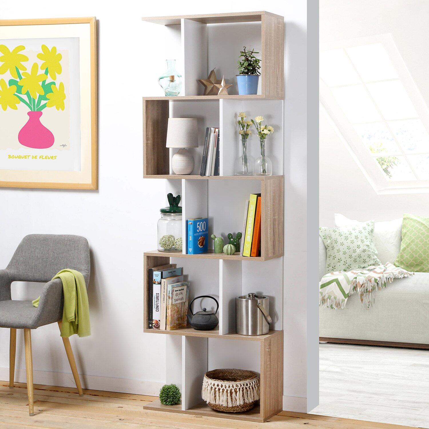 Calicosy - Boekenkast H180 cm - Houtl en wit decor