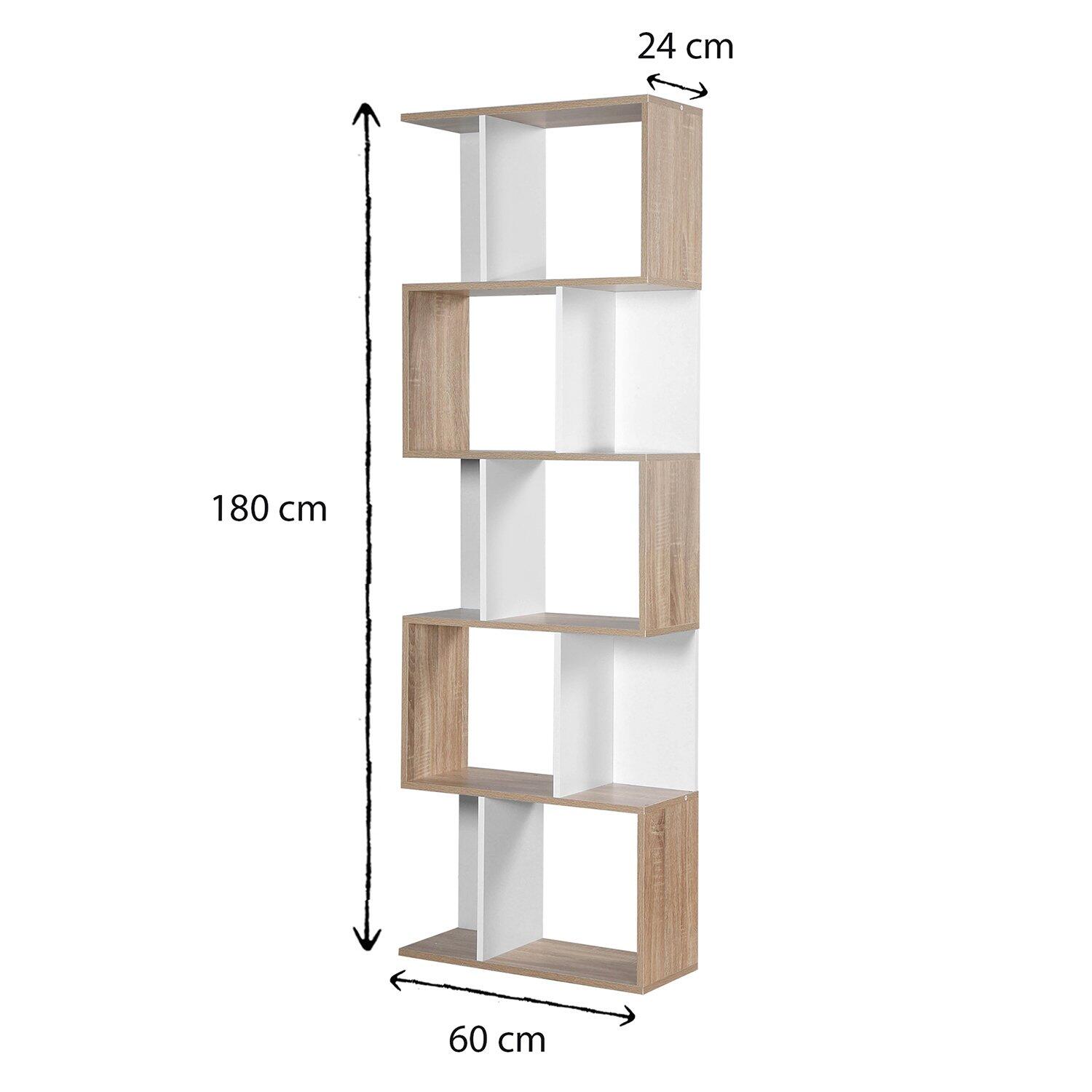Calicosy - Boekenkast H180 cm - Houtl en wit decor