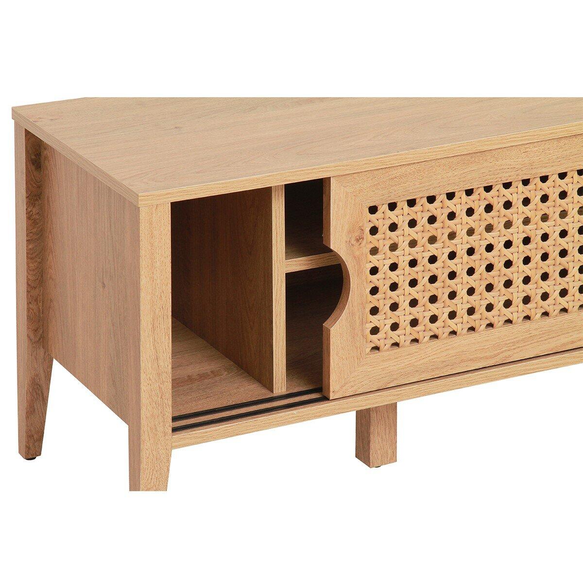Calicosy - TV-meubel met 2 Schuifdeuren - Rotan decor - B138 cm