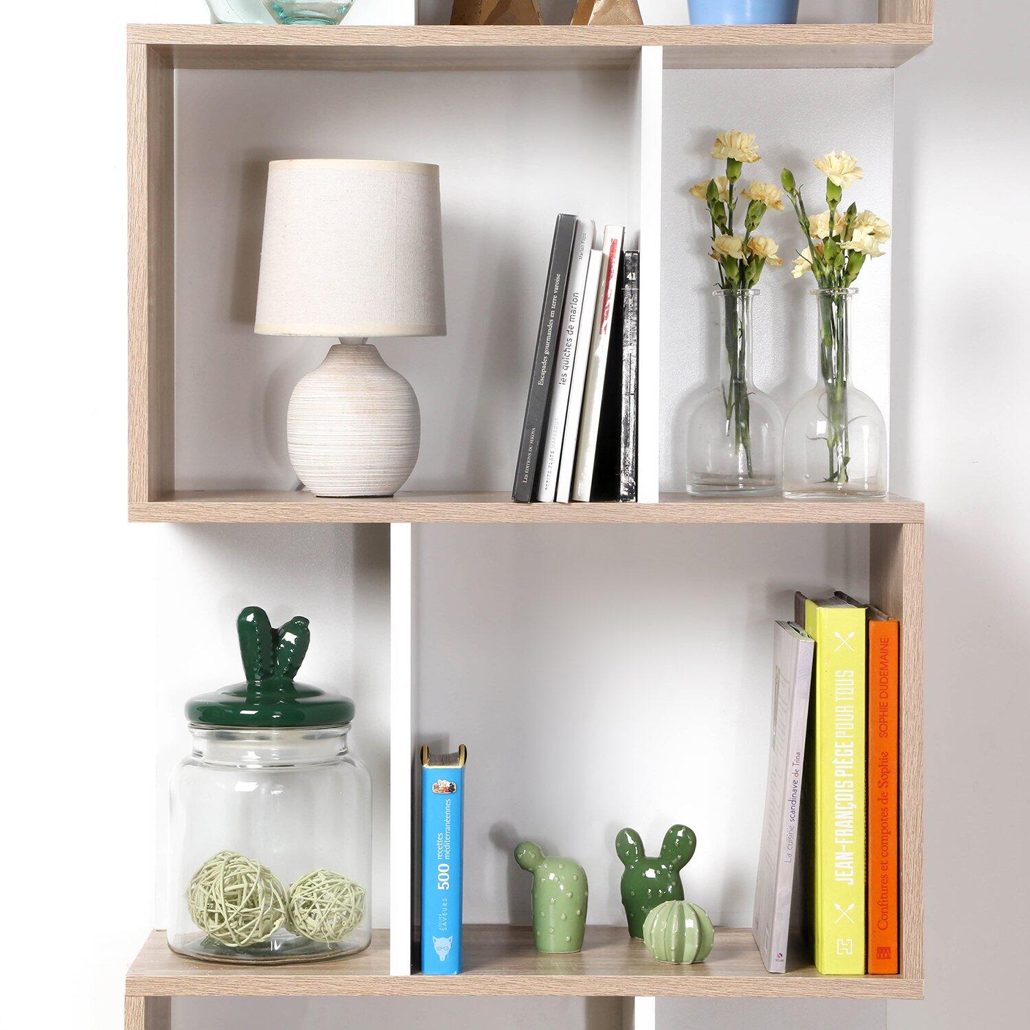 Calicosy - Boekenkast H180 cm - Houtl en wit decor