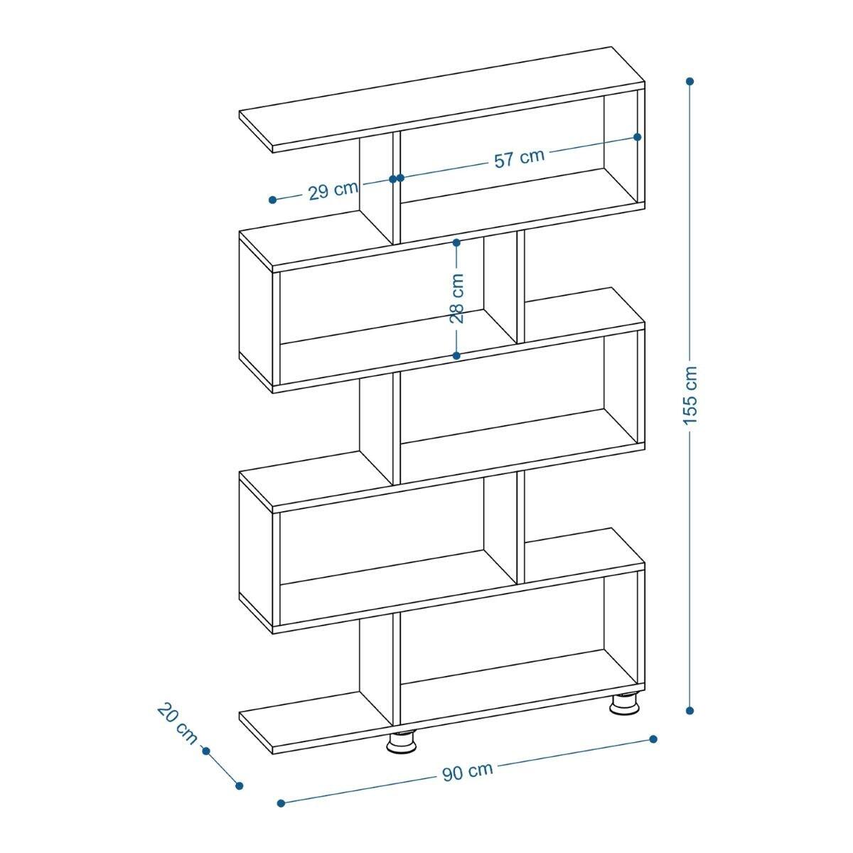 Calicosy - Boekenkast NILÜFER - Walnoot houtdecor - H156 cm