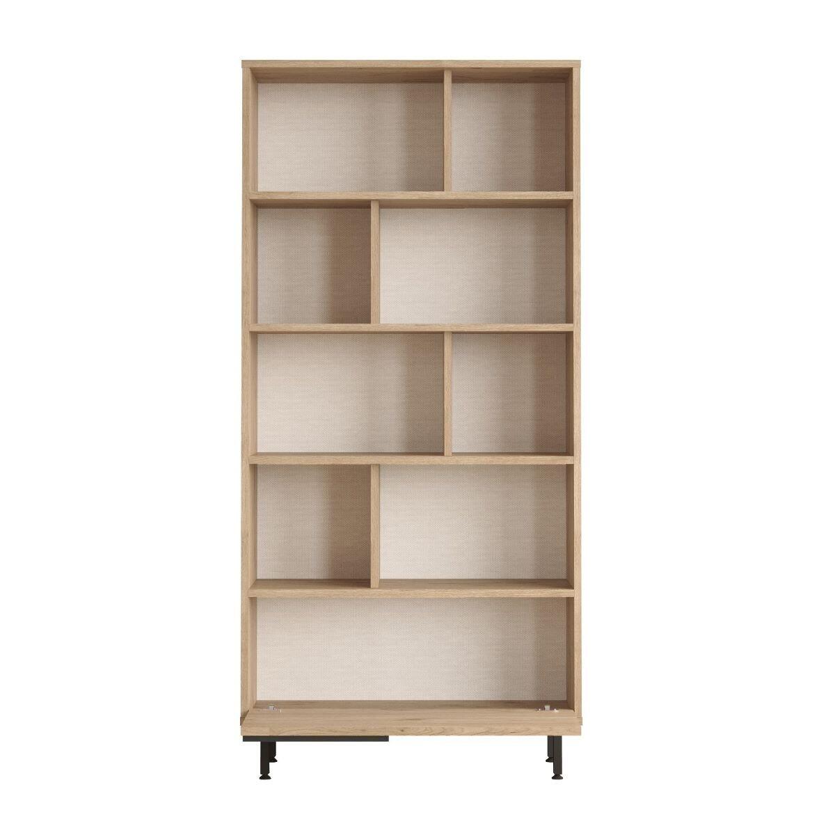 Calicosy - Boekenkast met 1 deur - Eikenlook en rotanprint - H175,6 cm