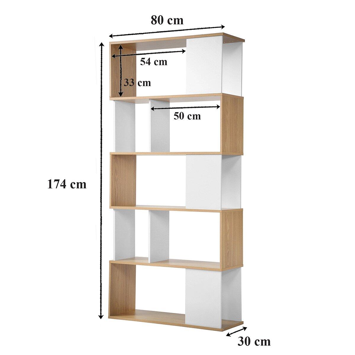 Calicosy - Boekenkast - Wit en Eikenlook - B80 x H173,5 cm