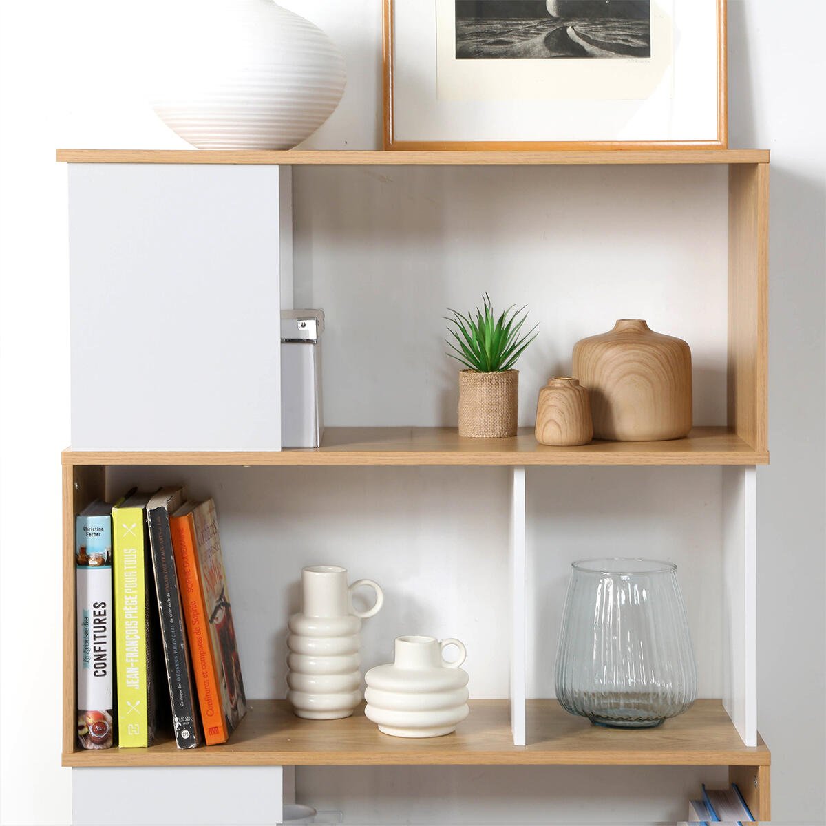 Calicosy - Boekenkast - Wit en Eikenlook - B80 x H173,5 cm