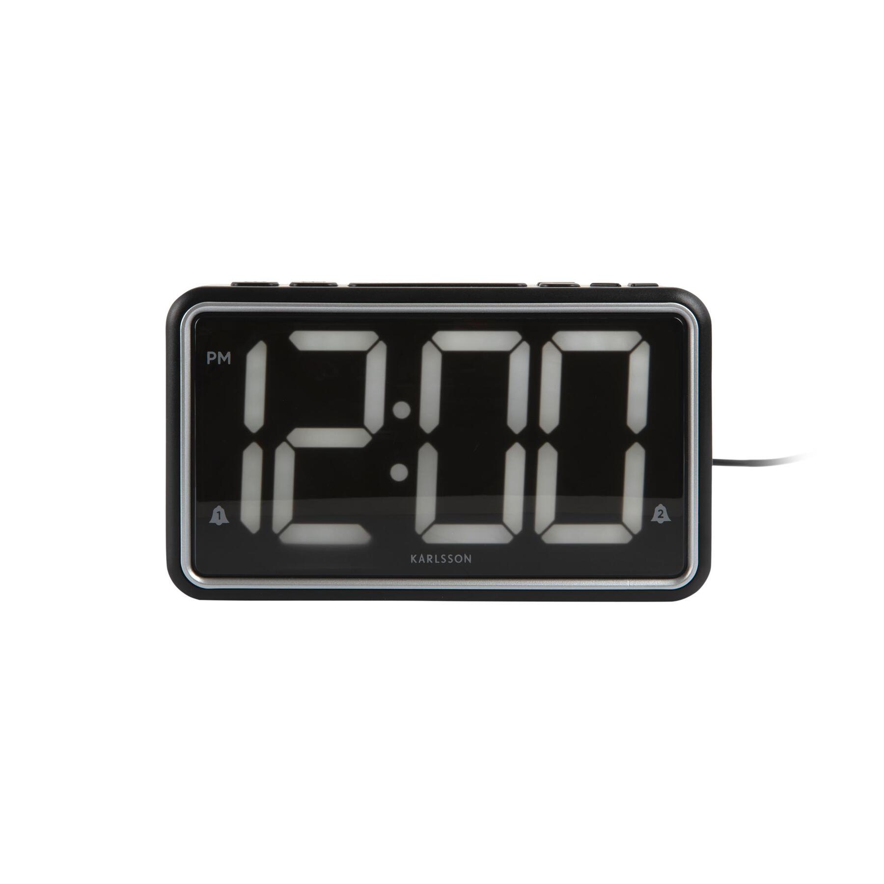 Karlsson Wekker New Retro - Zwart - 16.5x4.5x9cm