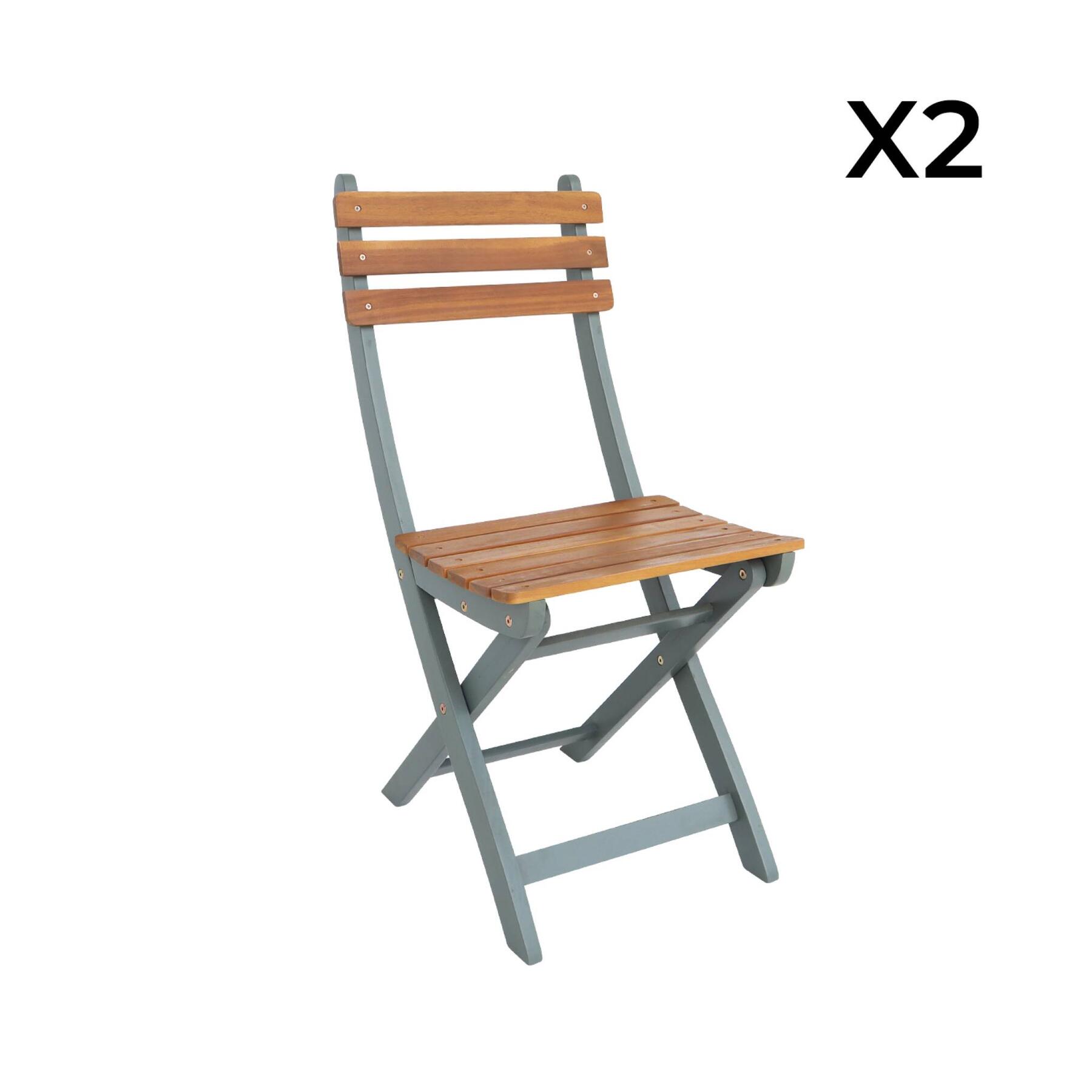 sweeek - Inklapbare acacia tuinstoel (Set van 2)
