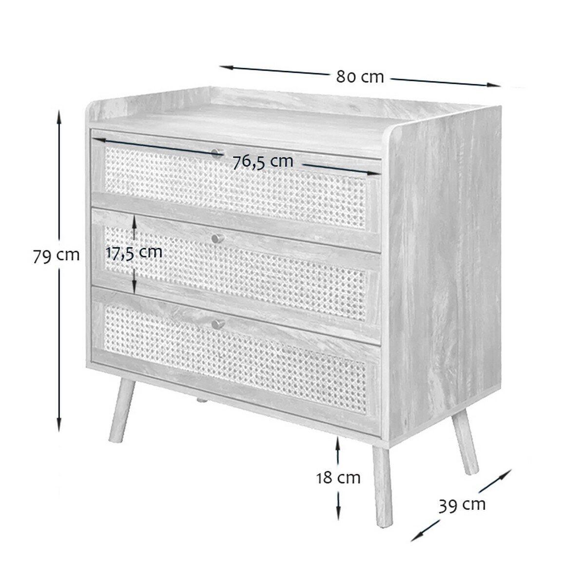 Calicosy - Ladekast met 3 laden PALMO - B80 cm - Eikenlook