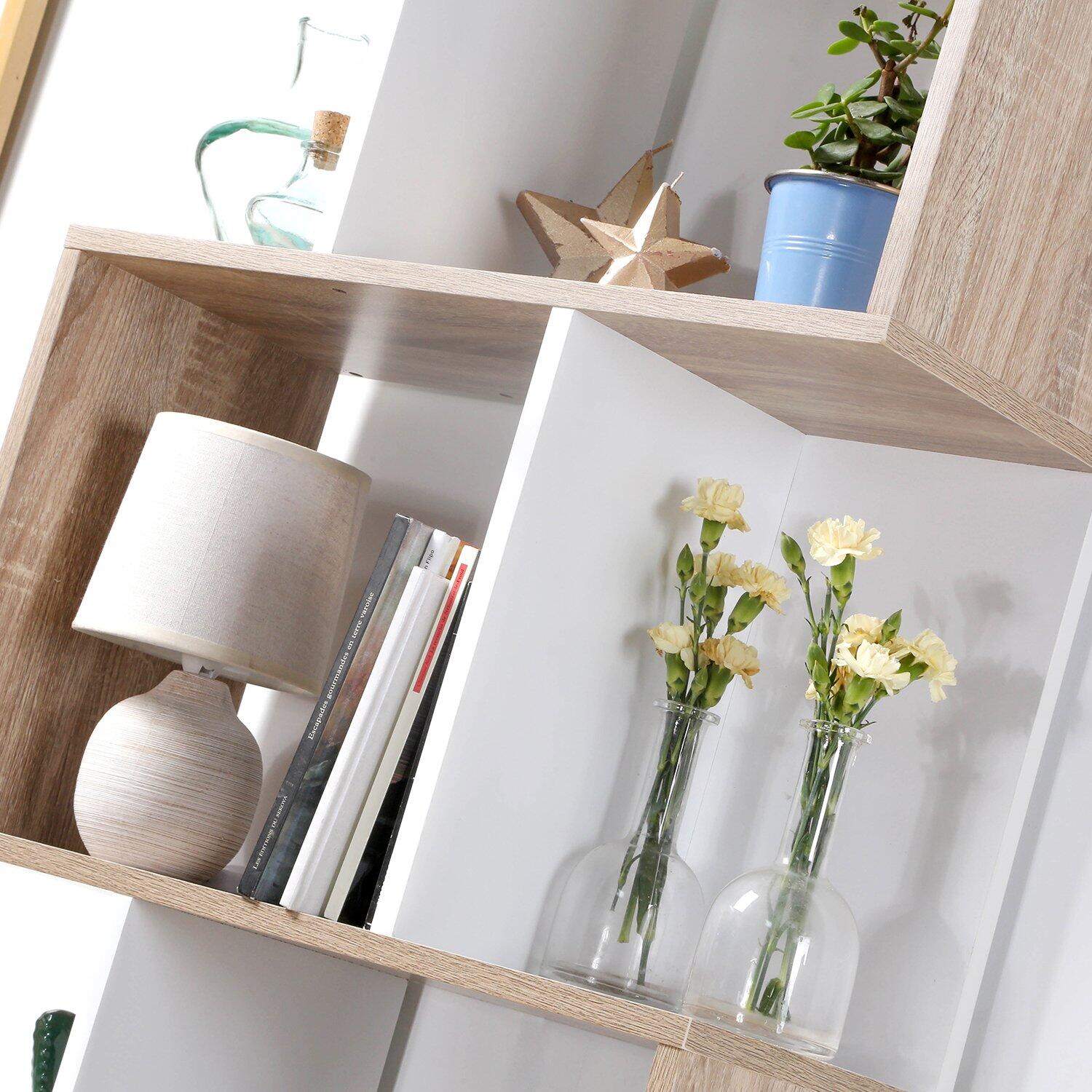 Calicosy - Boekenkast H180 cm - Houtl en wit decor