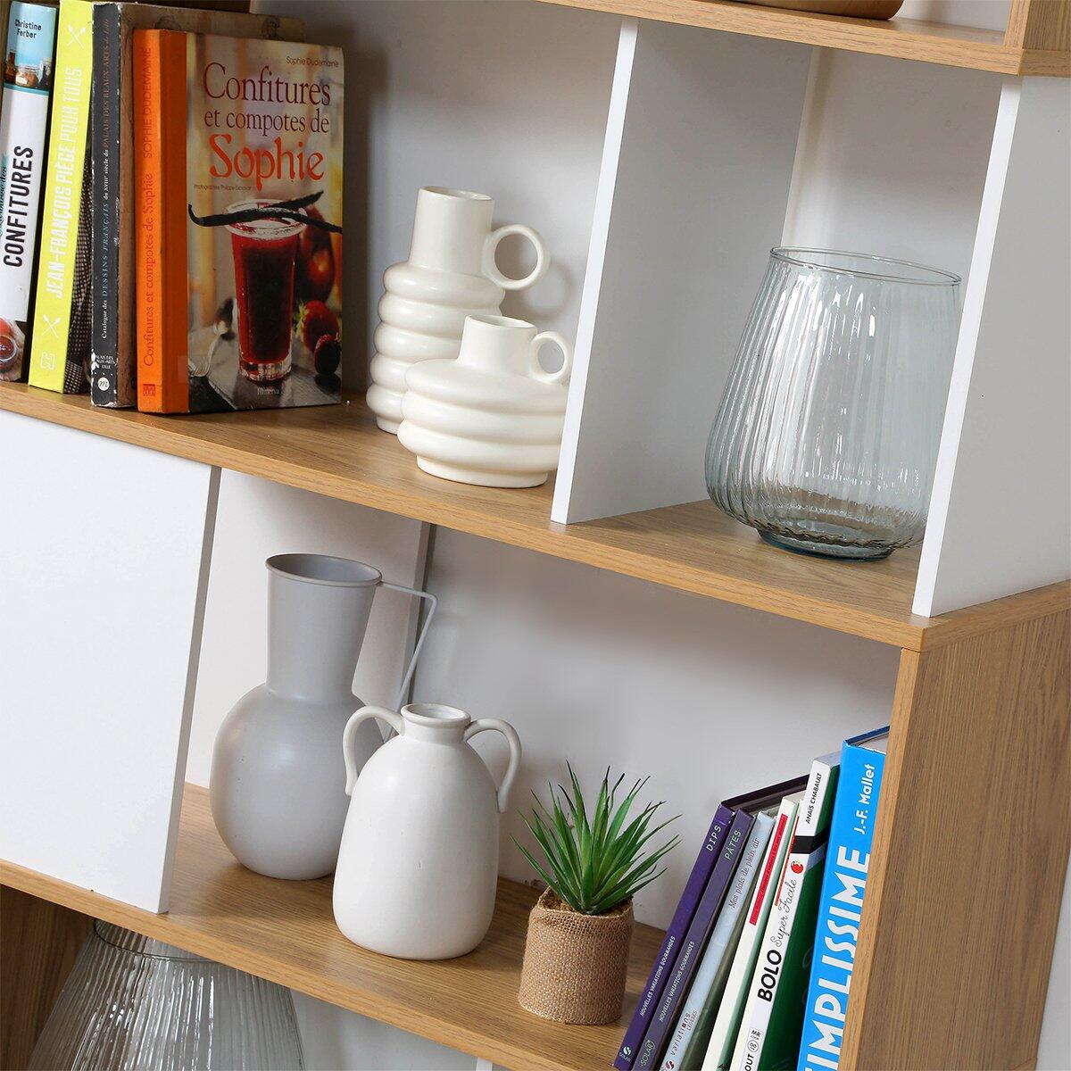 Calicosy - Boekenkast - Wit en Eikenlook - B80 x H173,5 cm