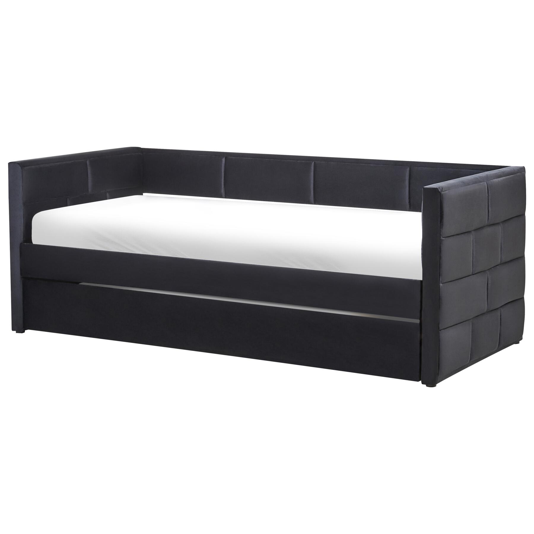Beliani - CHAVONNE - Slaapbank - Zwart - 90 x 200 cm - Fluweel