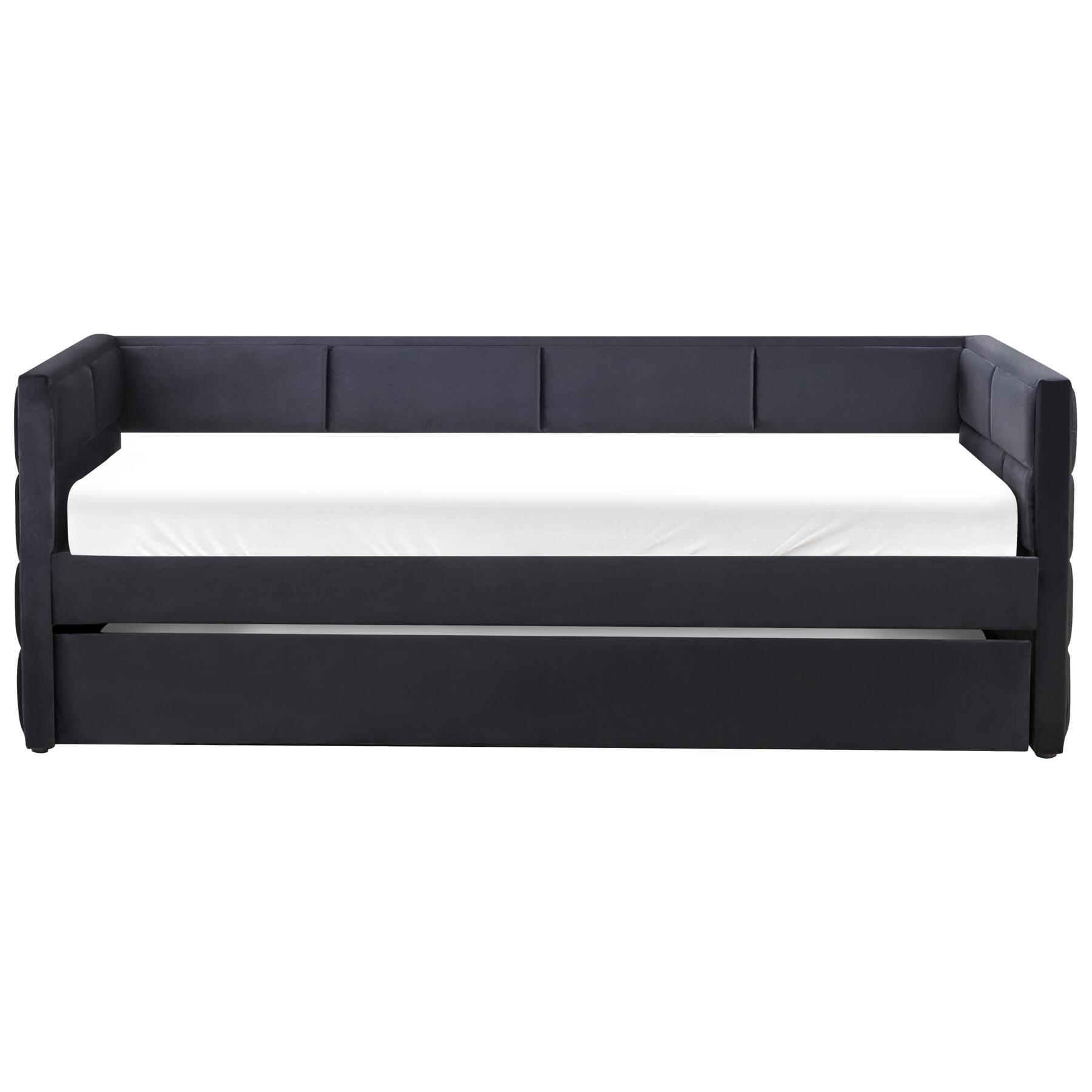 Beliani - CHAVONNE - Slaapbank - Zwart - 90 x 200 cm - Fluweel