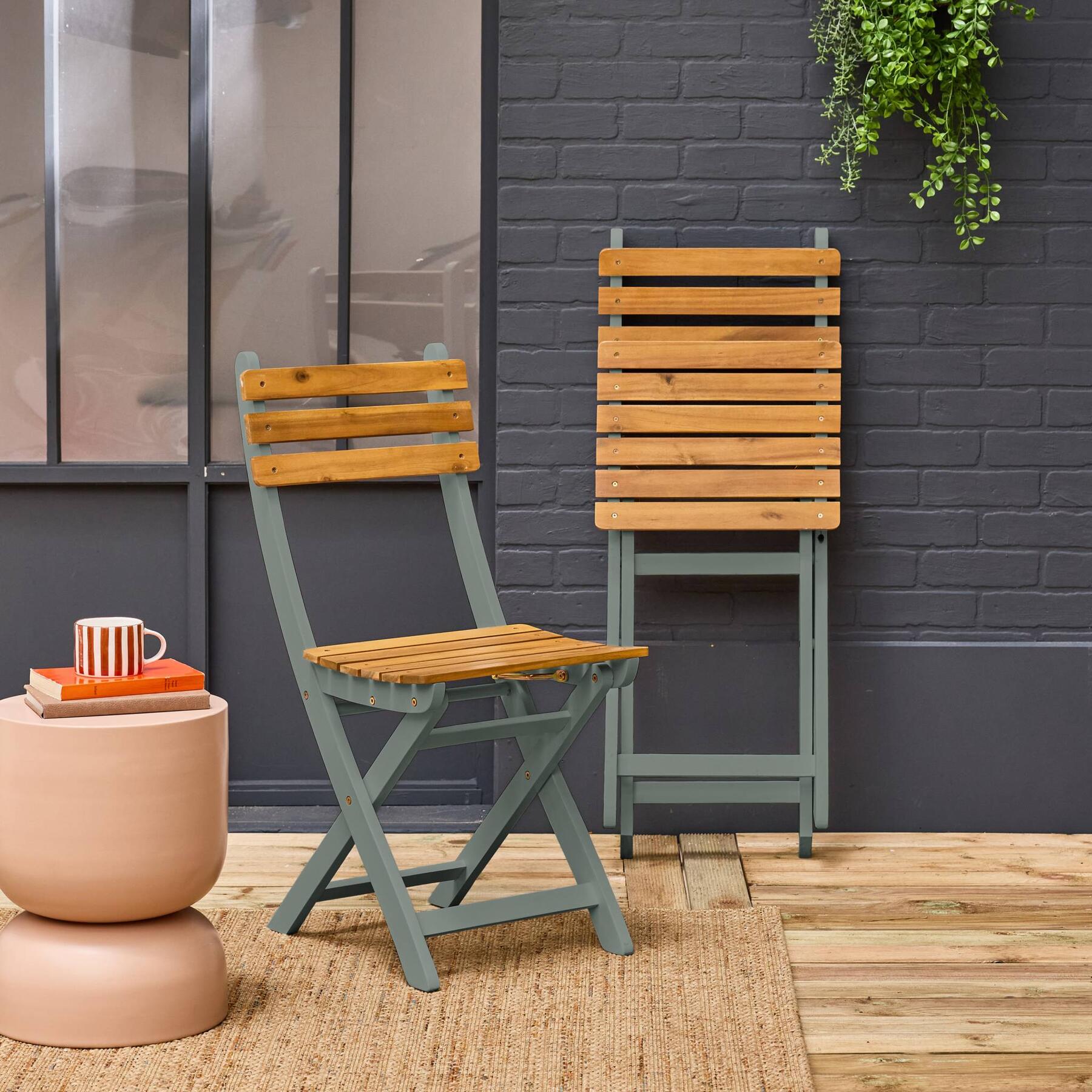 sweeek - Inklapbare acacia tuinstoel (Set van 2)