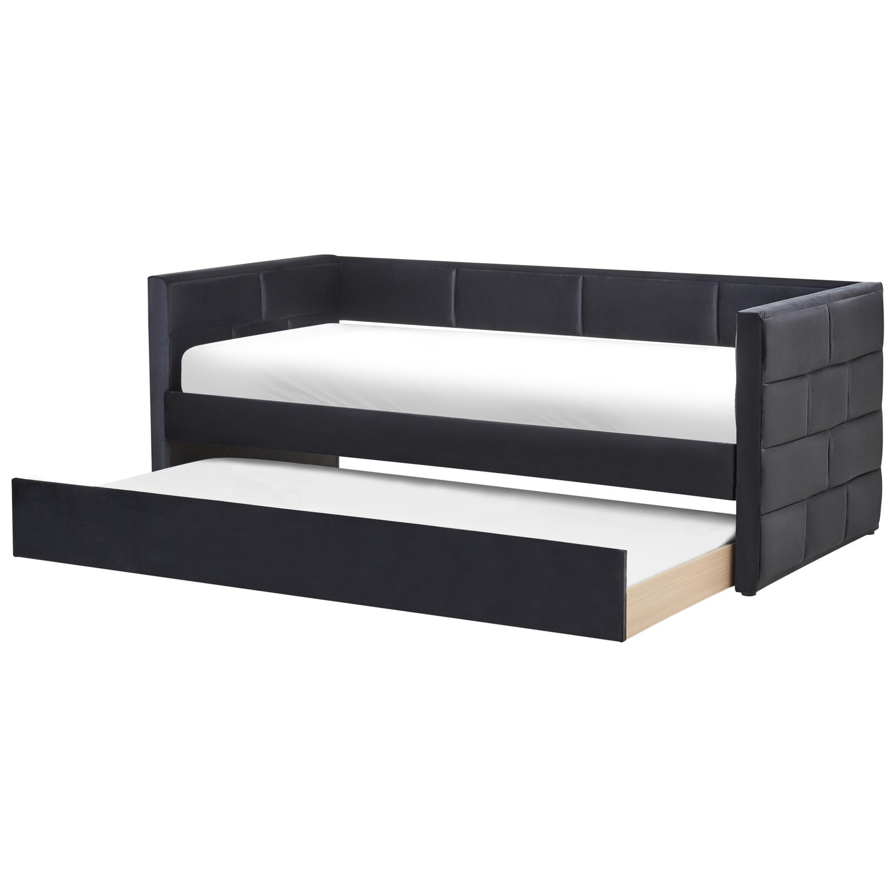 Beliani - CHAVONNE - Slaapbank - Zwart - 90 x 200 cm - Fluweel