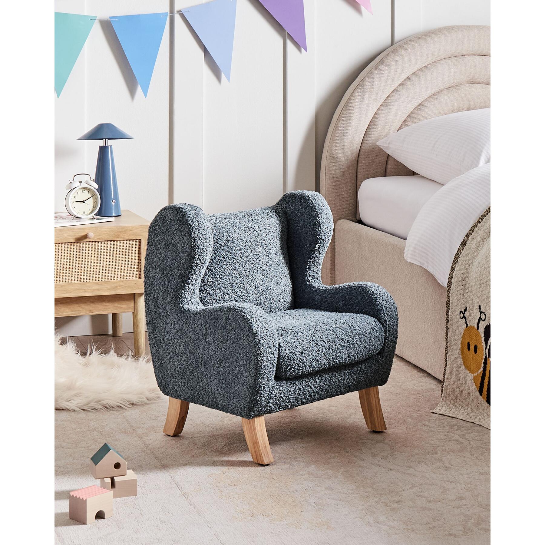 Beliani - FARUM - Kinderfauteuil - Donkerblauw - Bouclé