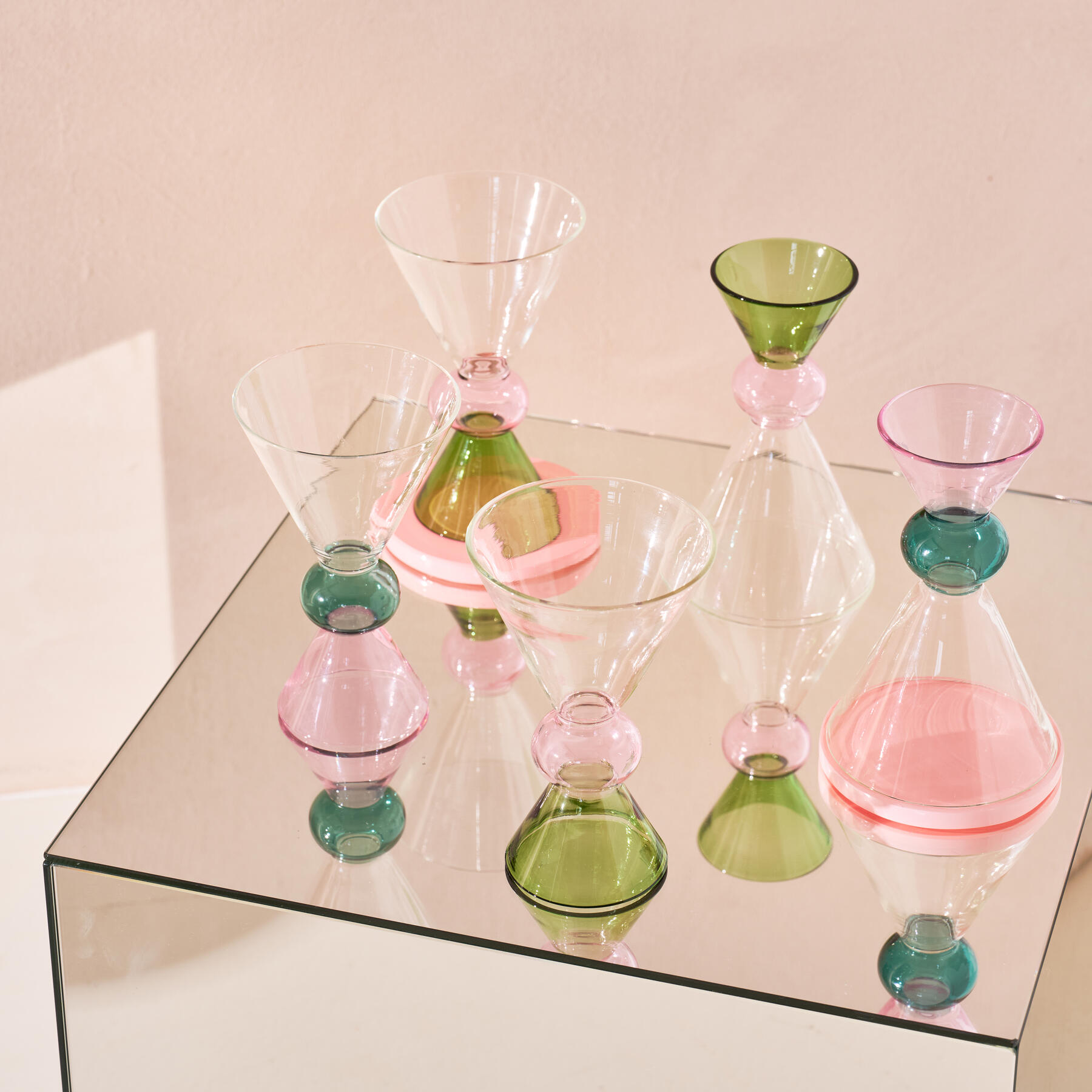 Urban Nature Culture Wijnglas Ayo - Transparant/Roze - 2st.