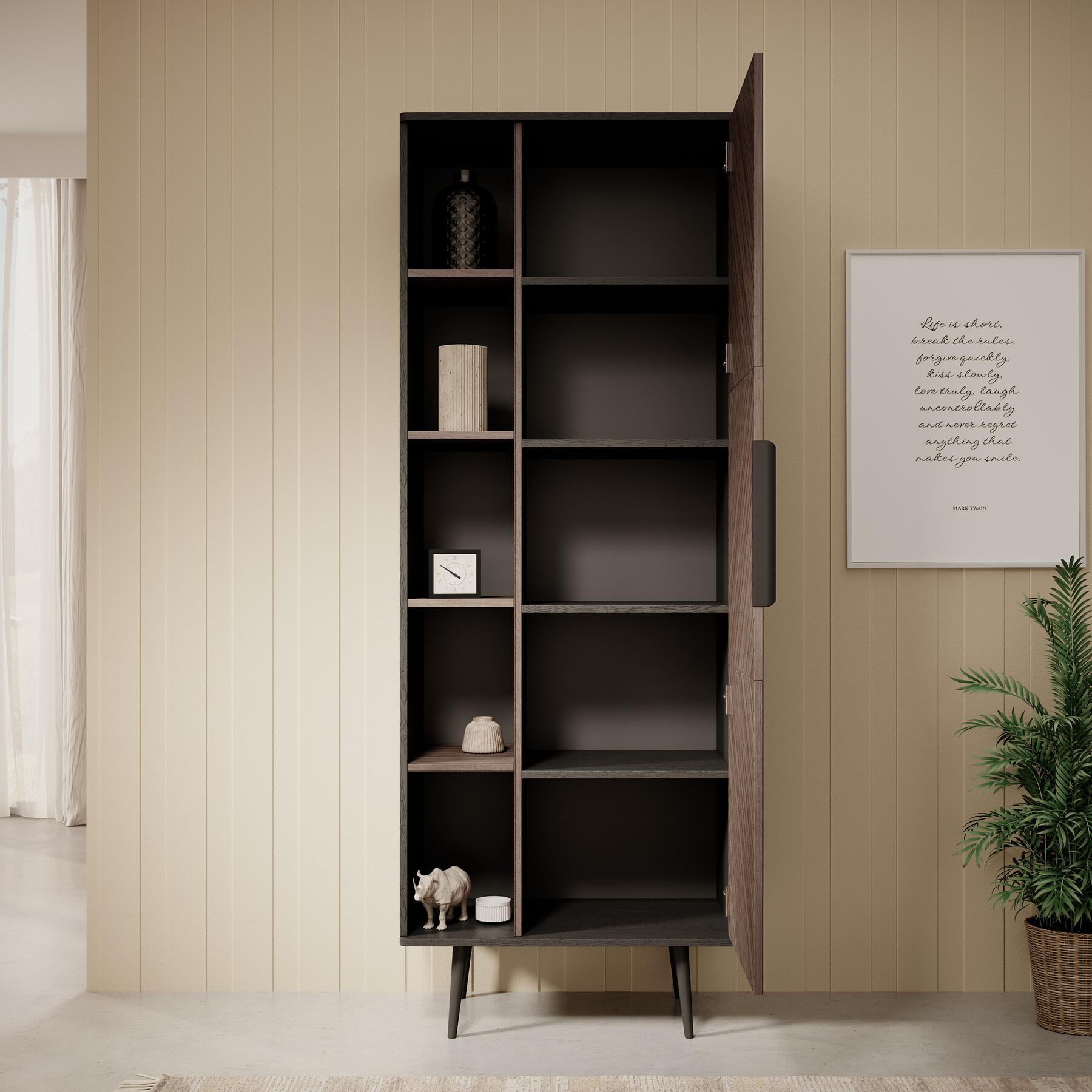 Meubella Boekenkast Pedro - Donker eiken - Zwart eiken - 70 cm