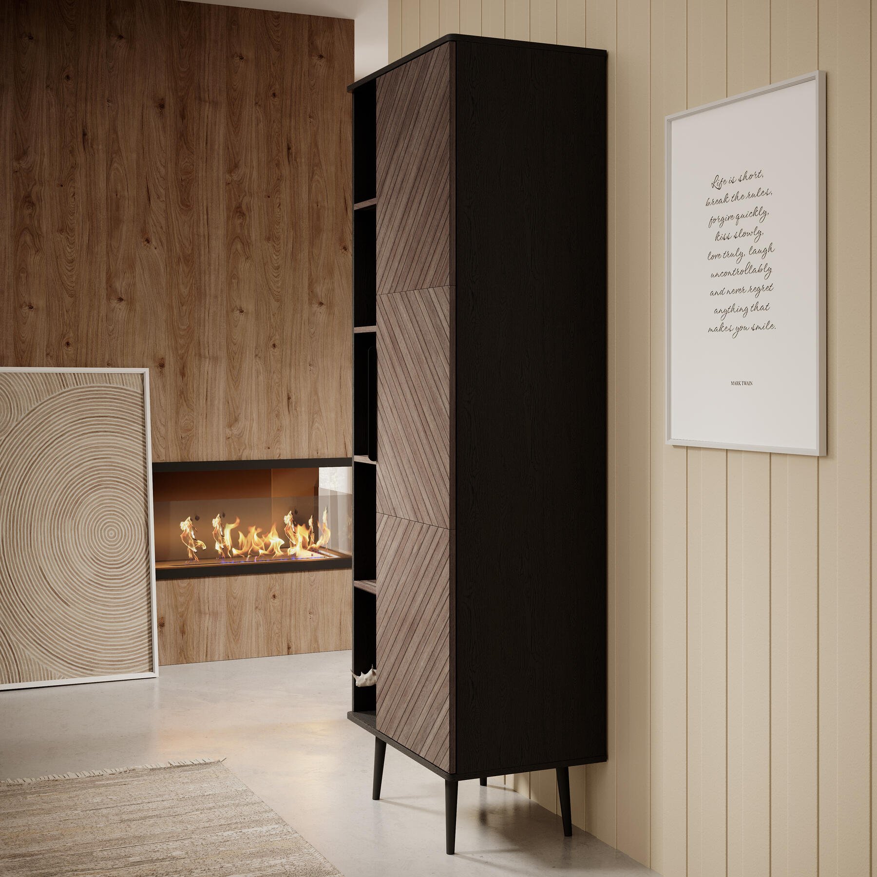 Meubella Boekenkast Pedro - Donker eiken - Zwart eiken - 70 cm