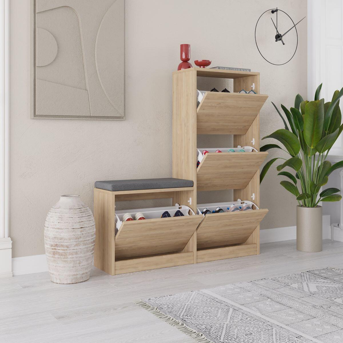 Calicosy - Schoenenkast DUDE - B105 cm - Eikenlook