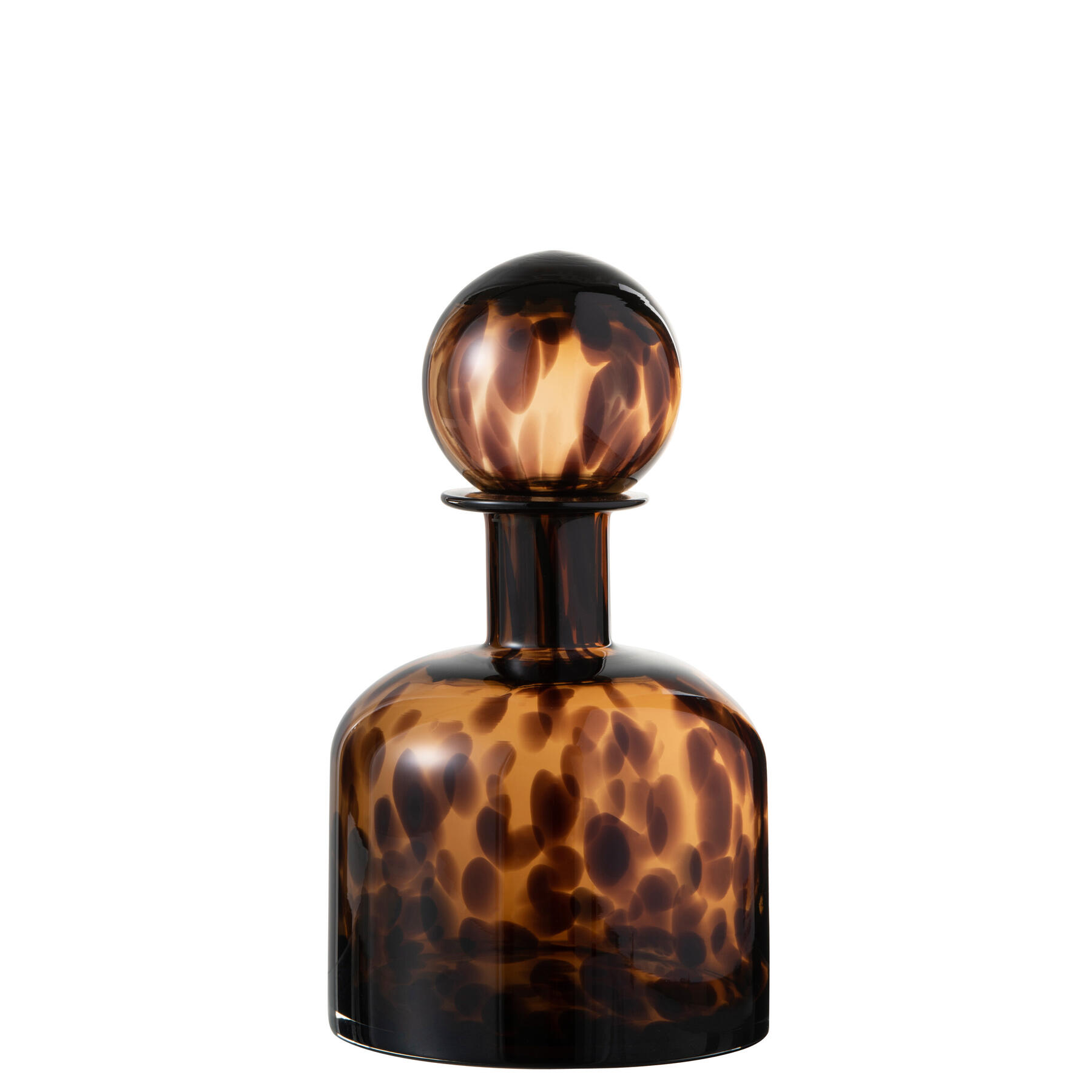 J-Line decoratie Fles + Stop Spikkel - glas - bruin|zwart - small