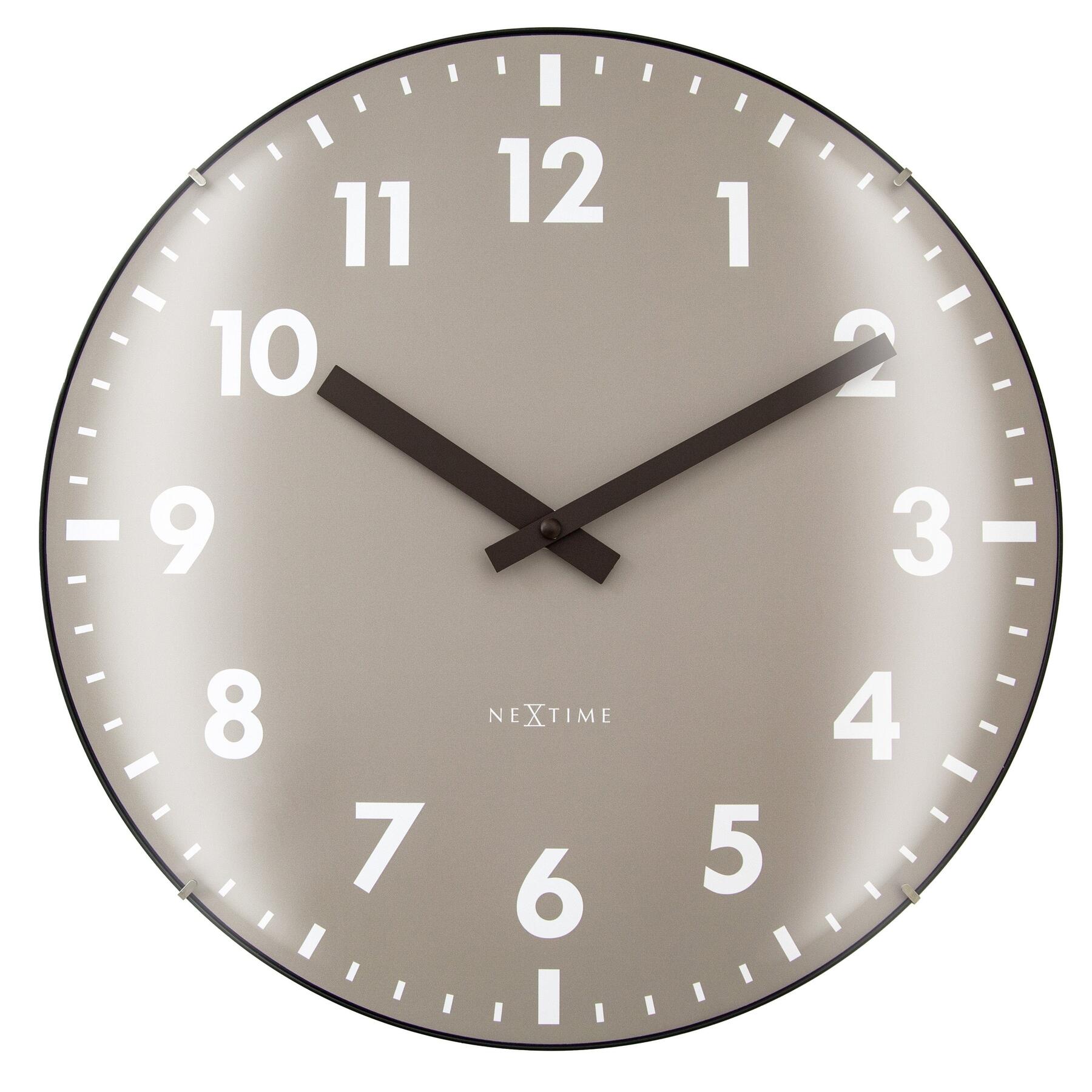 NeXtime - Wandklok 35cm Koepelglazen Lens - Stil - Lavendel - Glas -