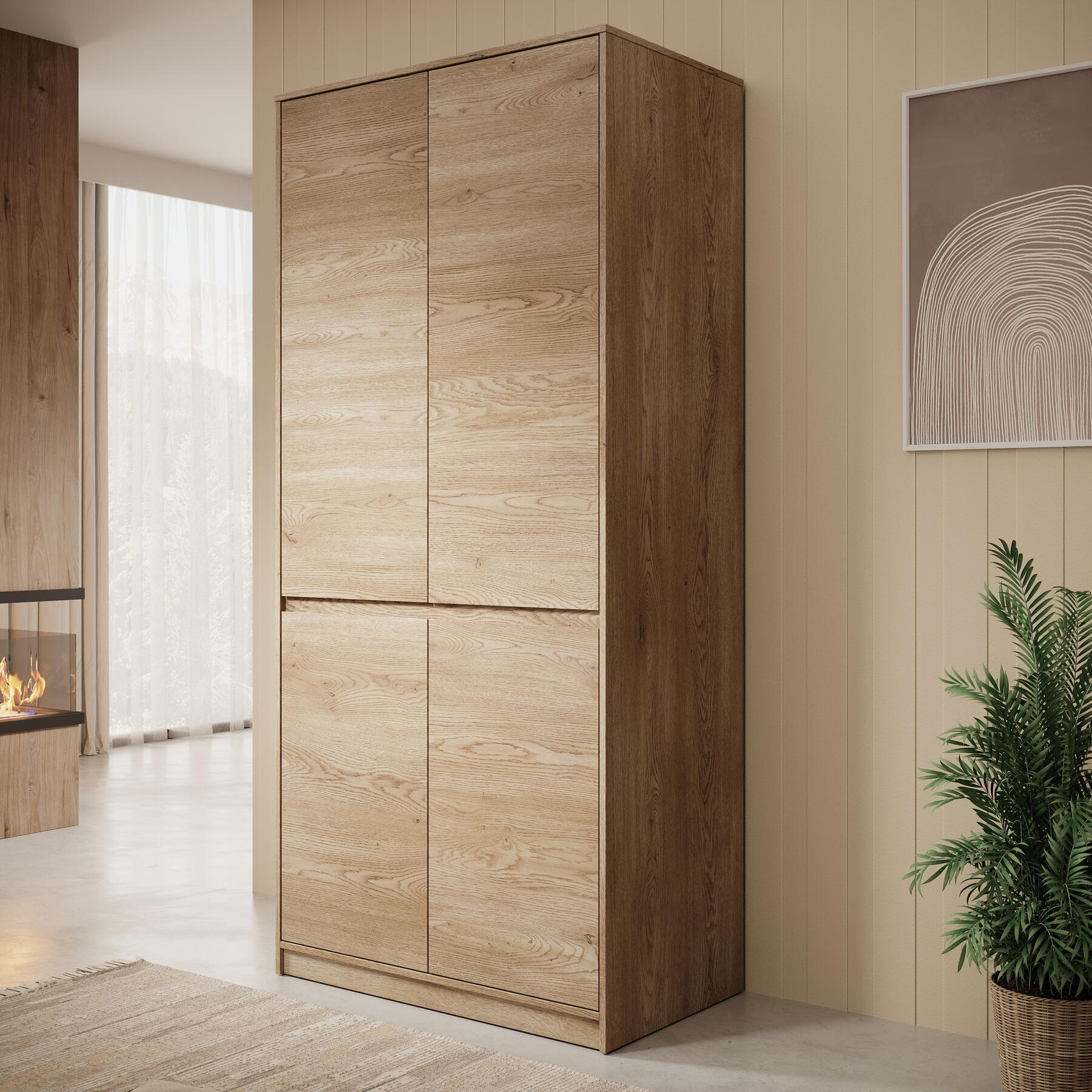 Meubella Kledingkast Cuarto - Eiken - 91 cm