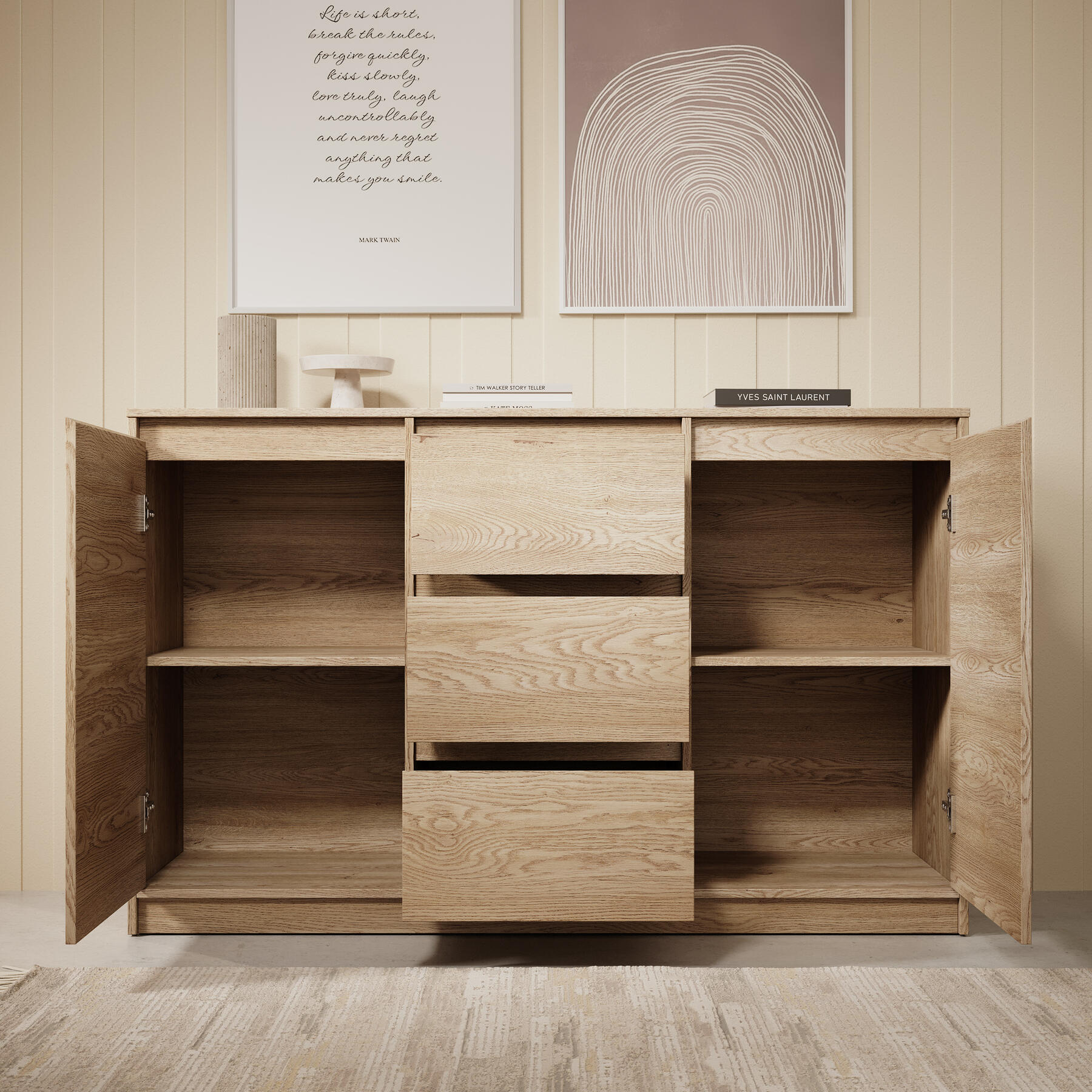 Meubella Dressoir Cuarto - Eiken - 138 cm