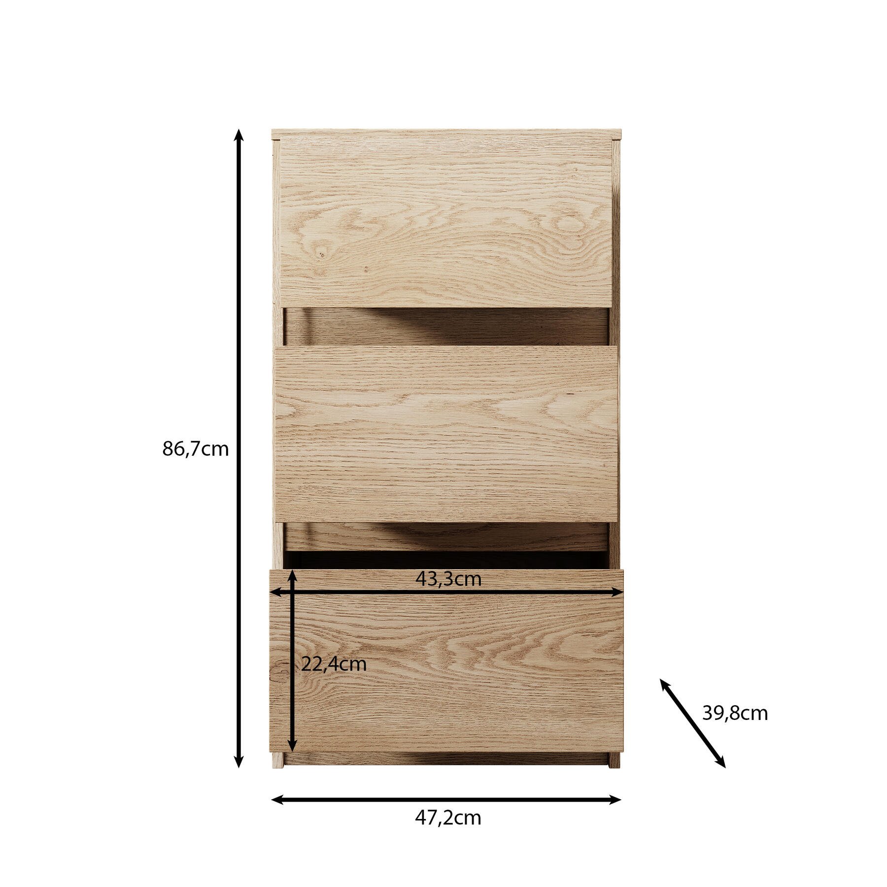 Meubella Ladekast Cuarto - Eiken - 47 cm