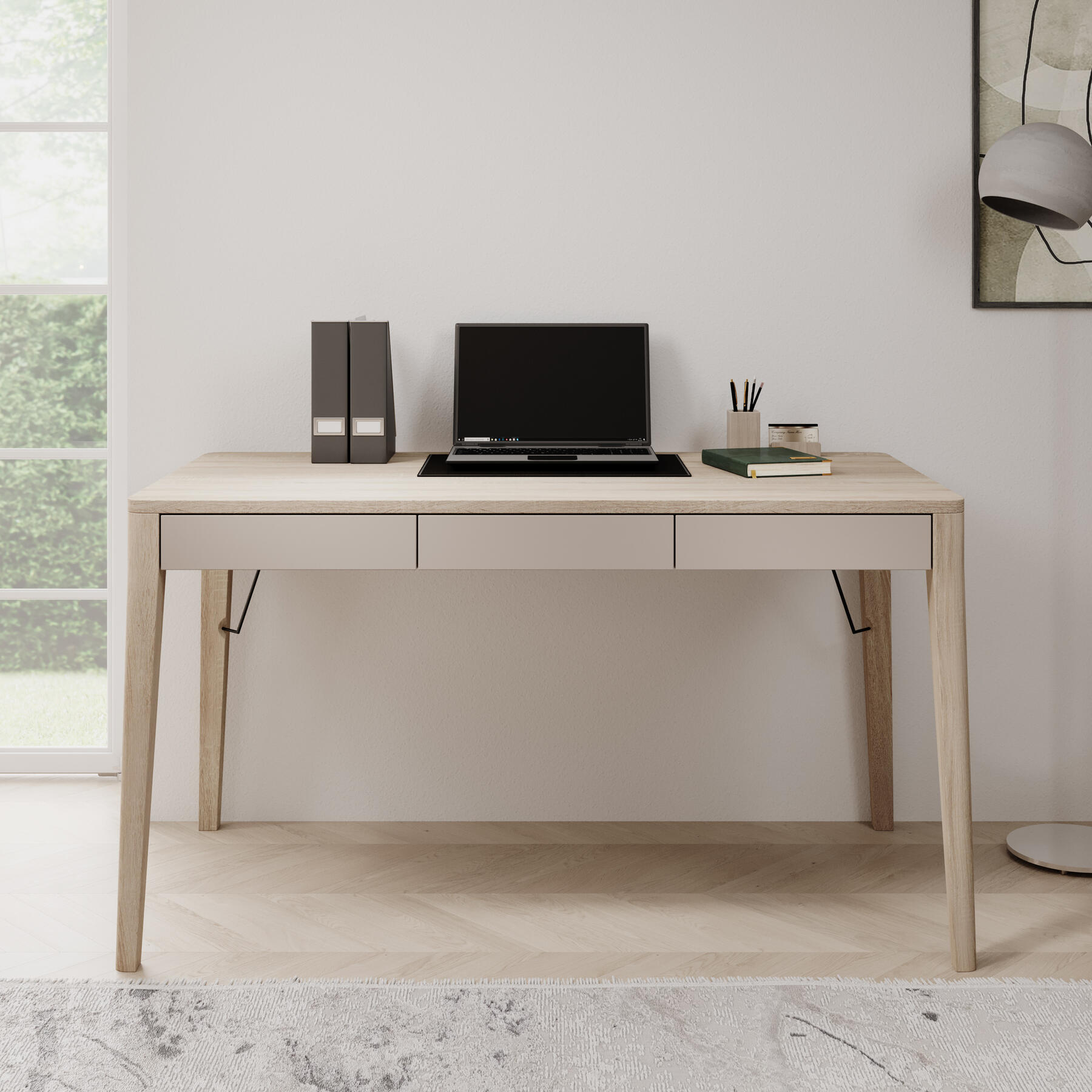 Meubella Bureau Mazar - Licht eiken - 139 cm