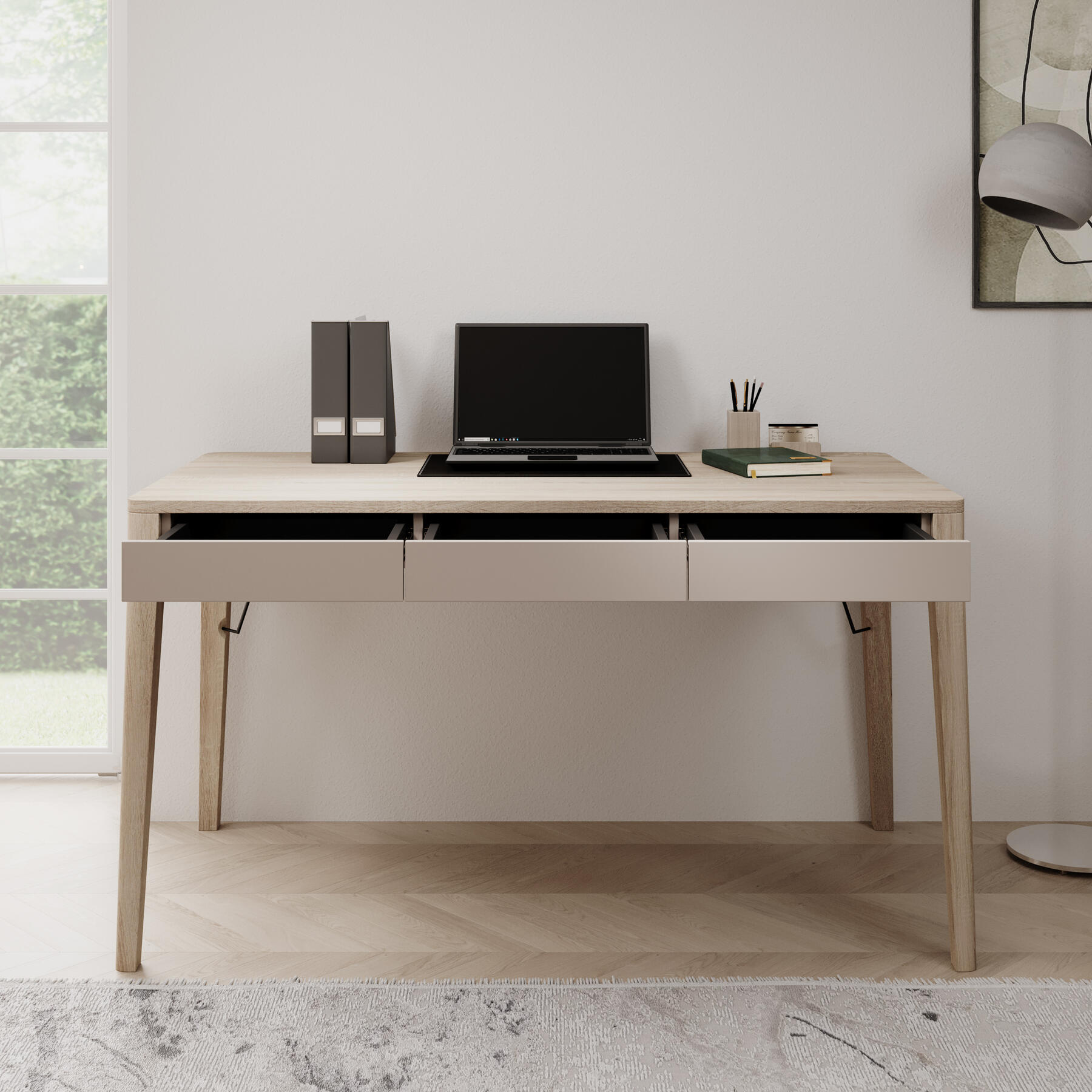 Meubella Bureau Mazar - Licht eiken - 139 cm